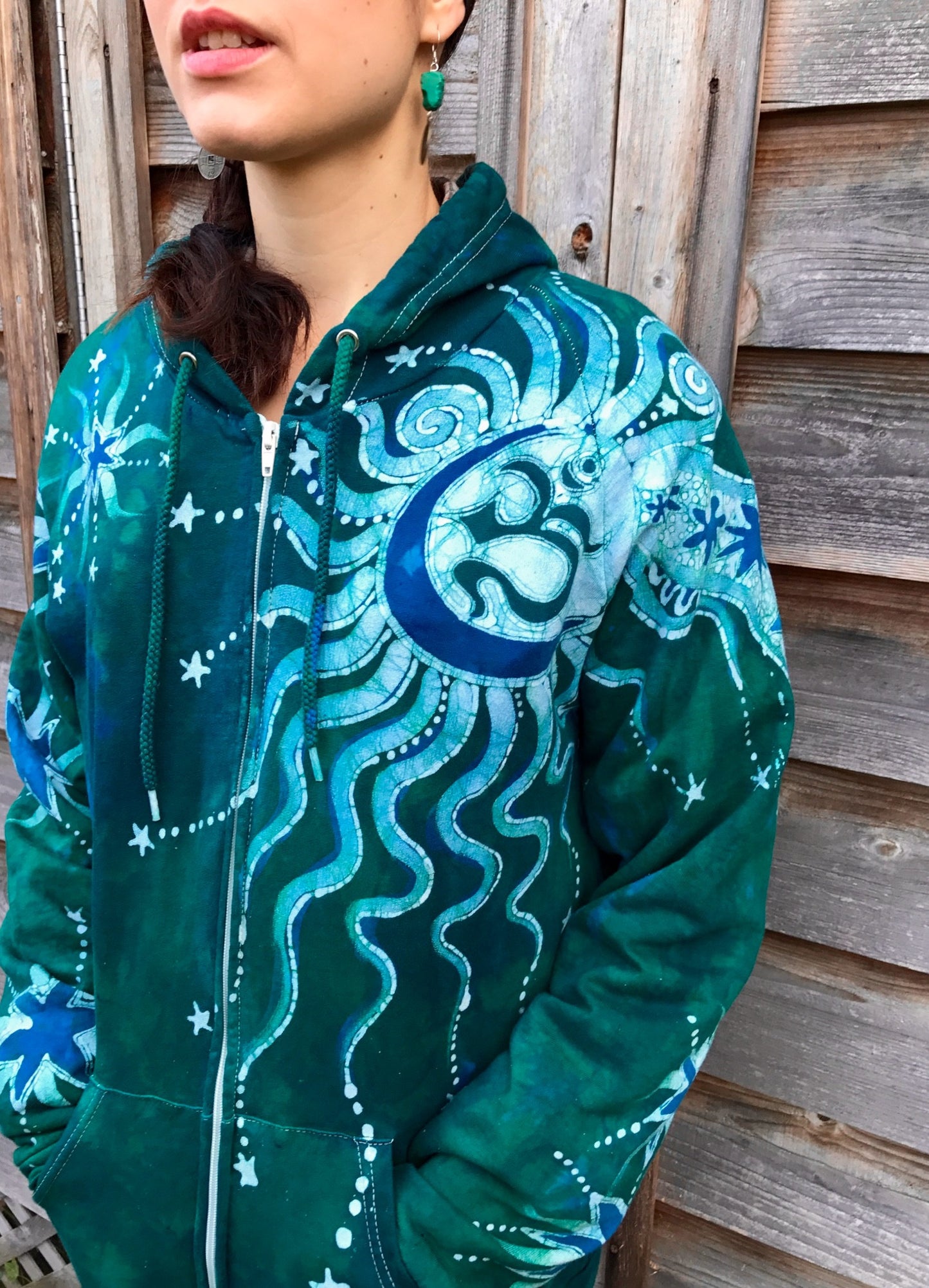 Teal Supernova Organic Cotton Batik Hoodie