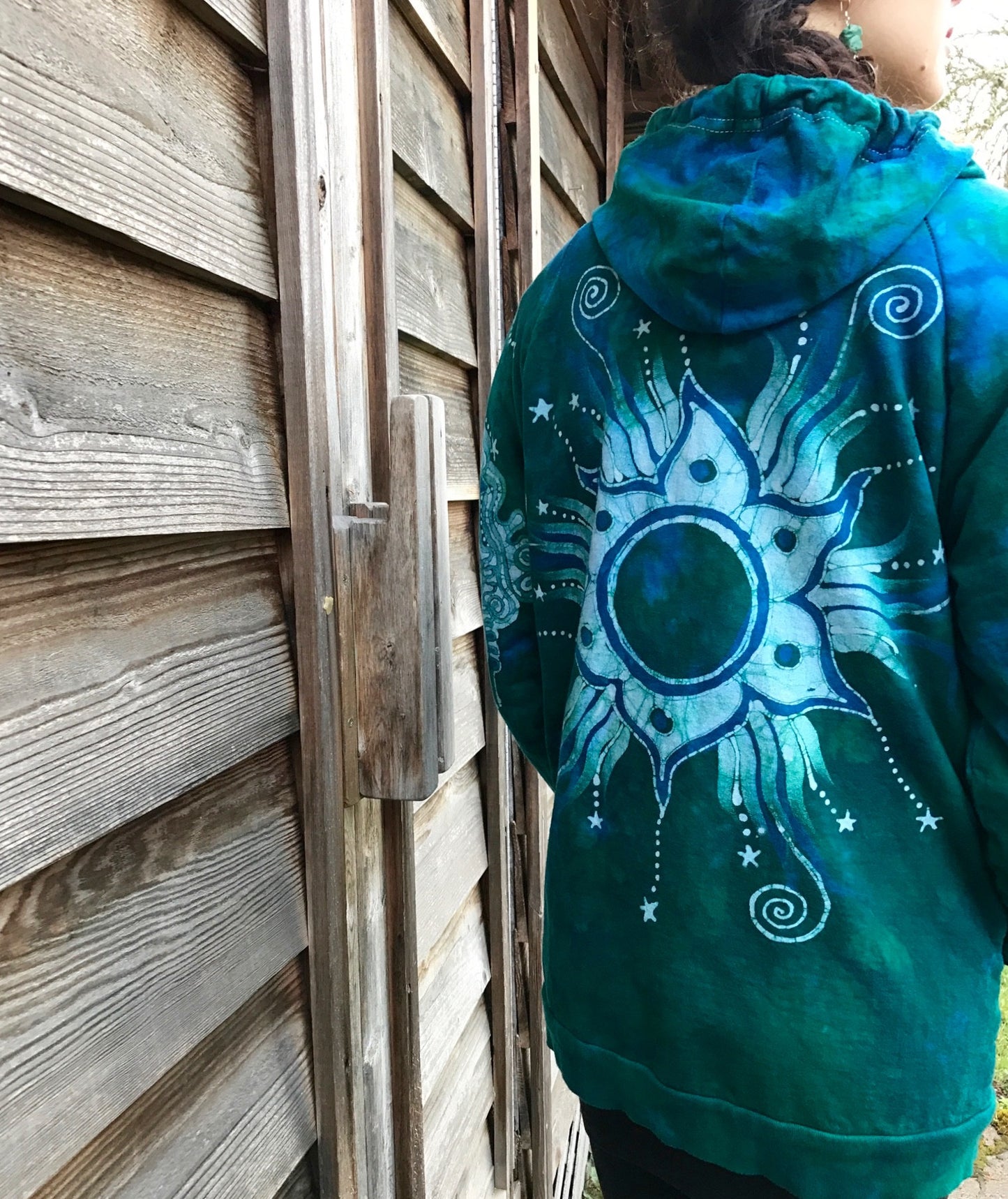 Teal Supernova Organic Cotton Batik Hoodie