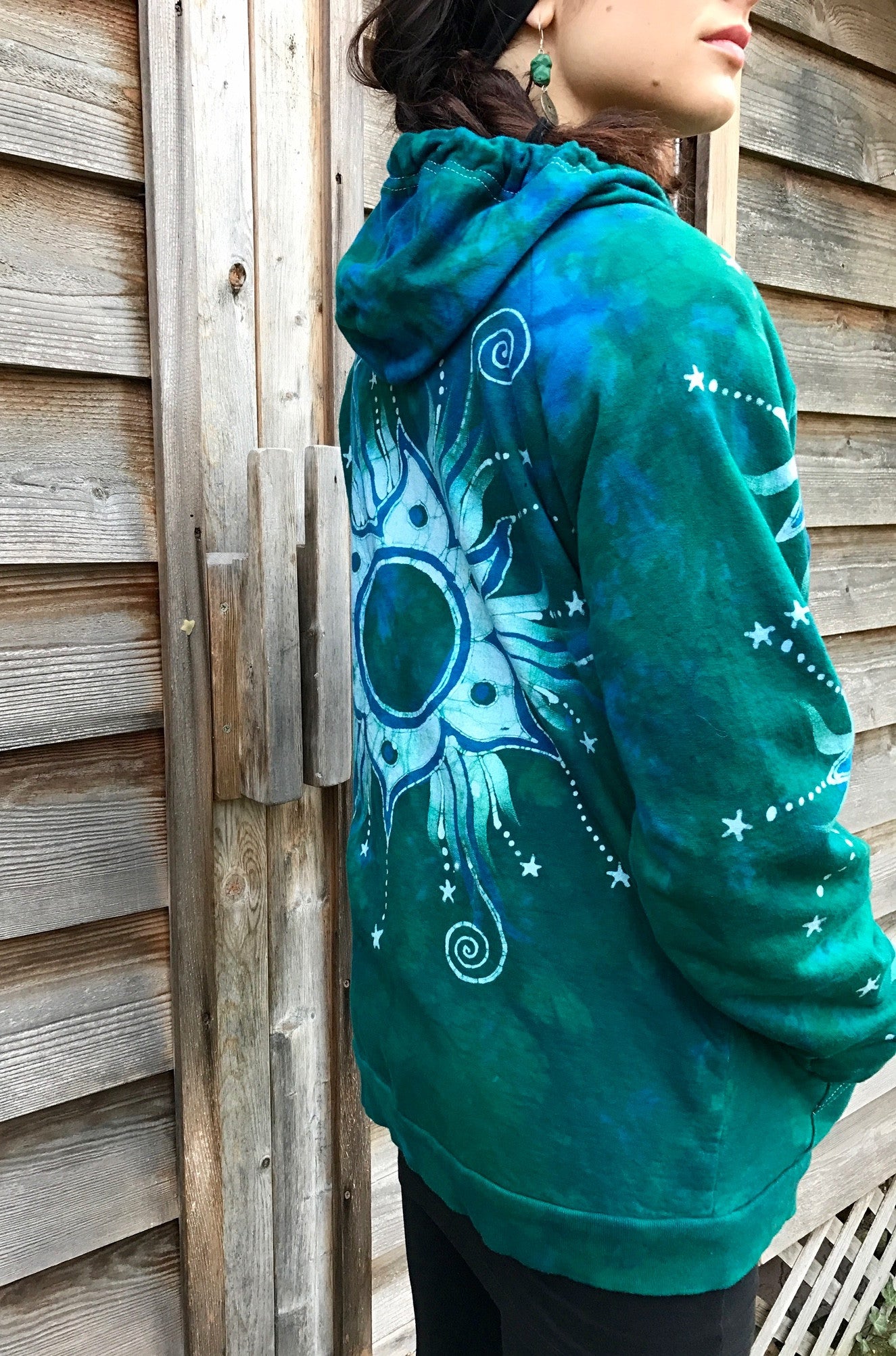 Teal Supernova Organic Cotton Batik Hoodie