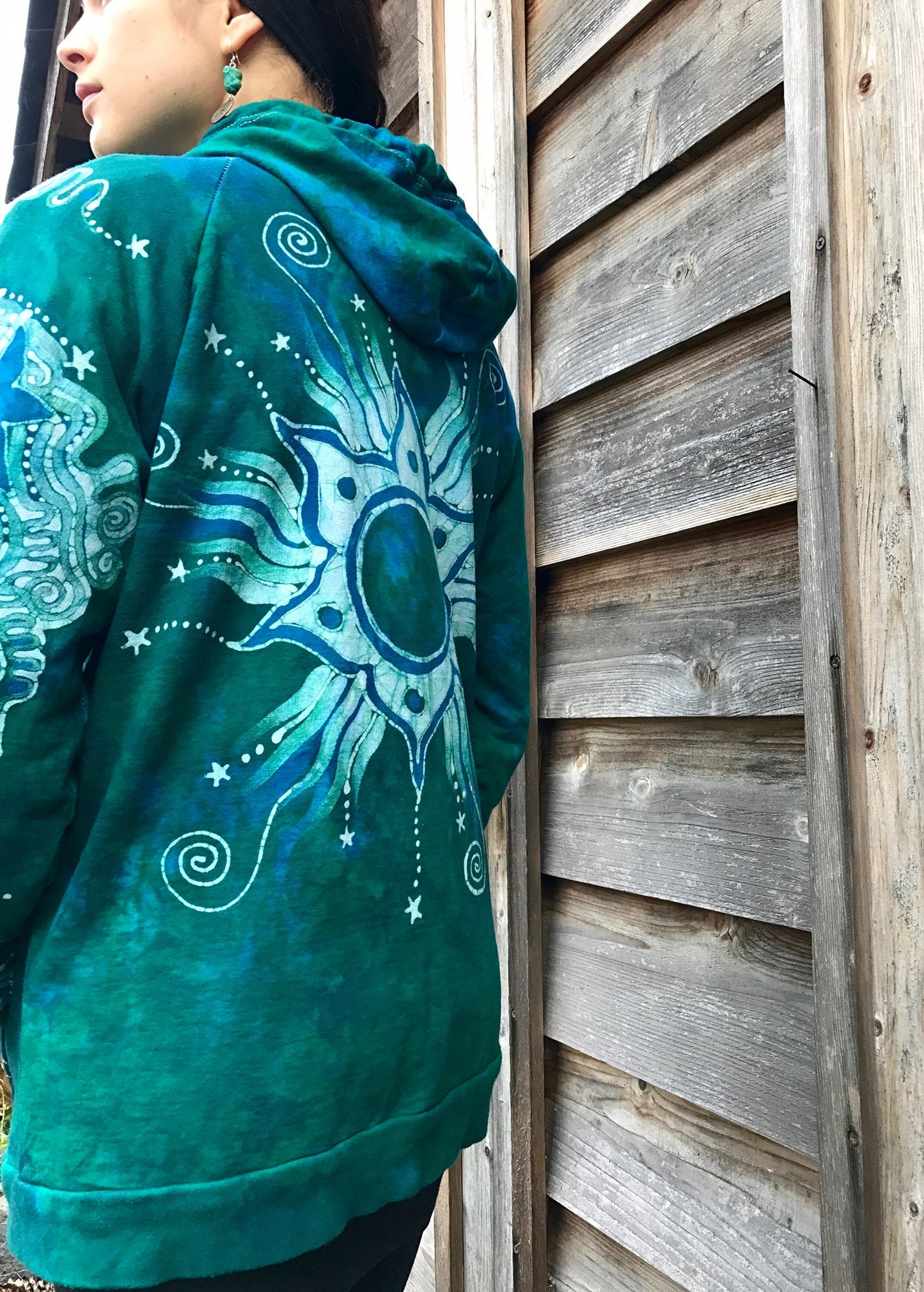 Teal Supernova Organic Cotton Batik Hoodie