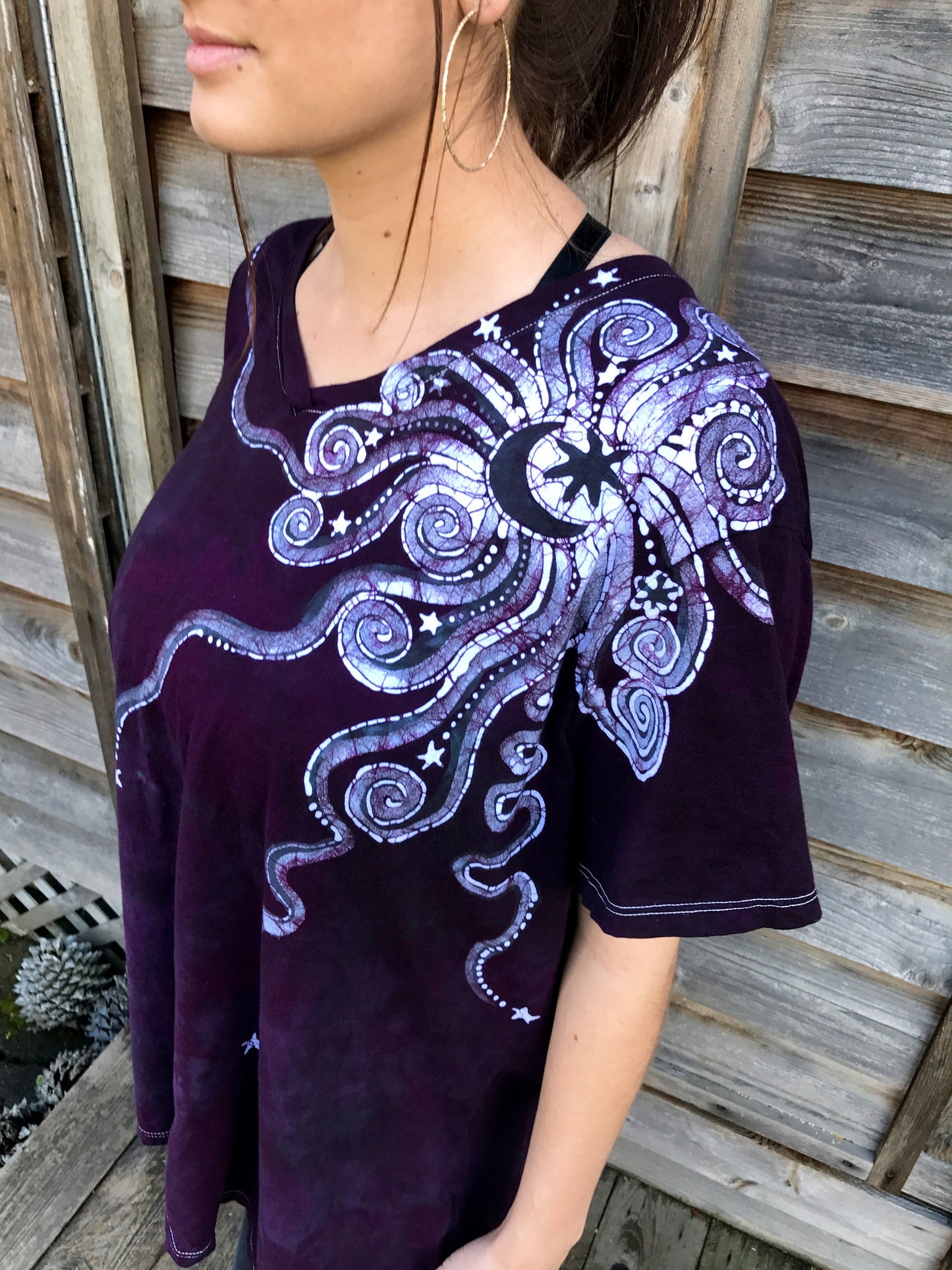 Midnight Moonbeams Handmade Batik Tee - Plus Size - 4X