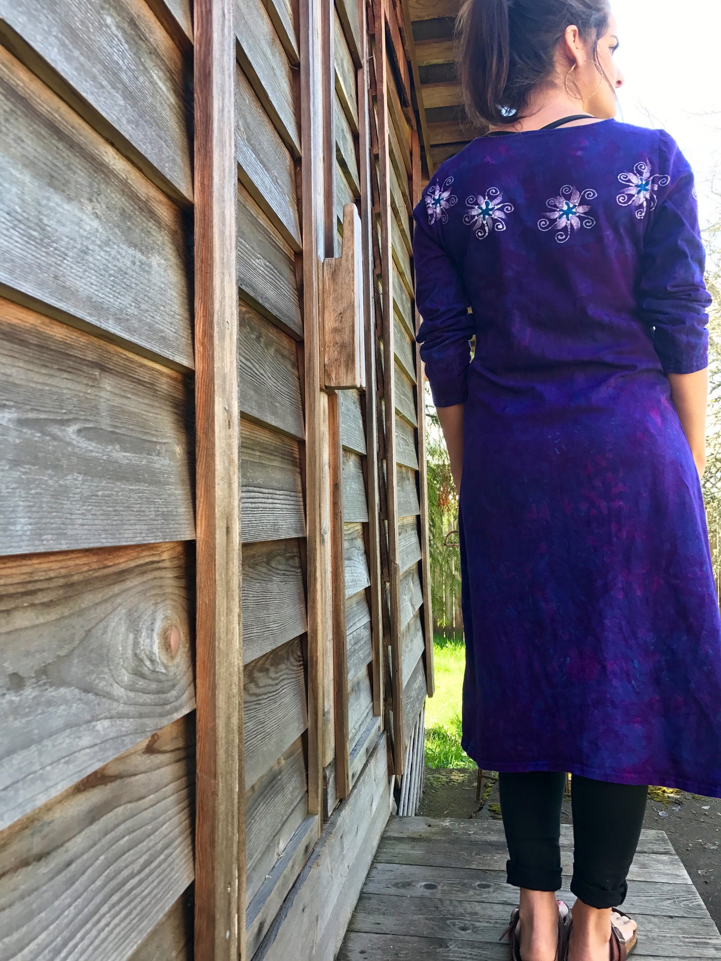 Blooming Iris Long Sleeve Batik Dress