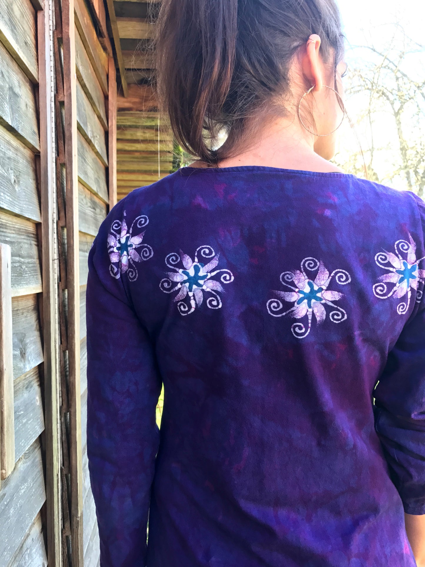Blooming Iris Long Sleeve Batik Dress
