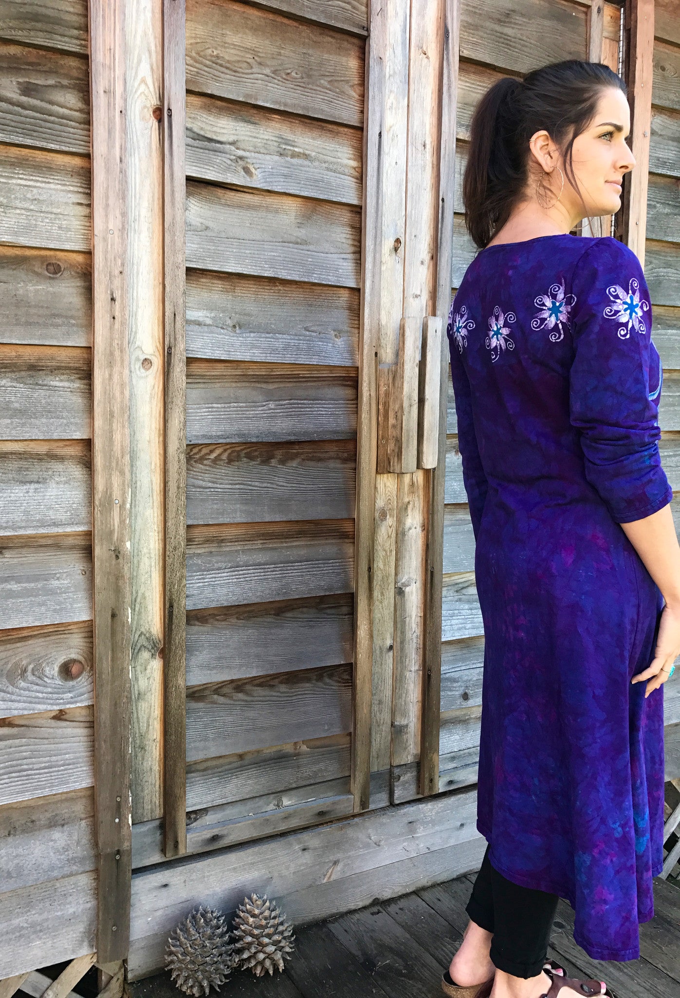 Blooming Iris Long Sleeve Batik Dress