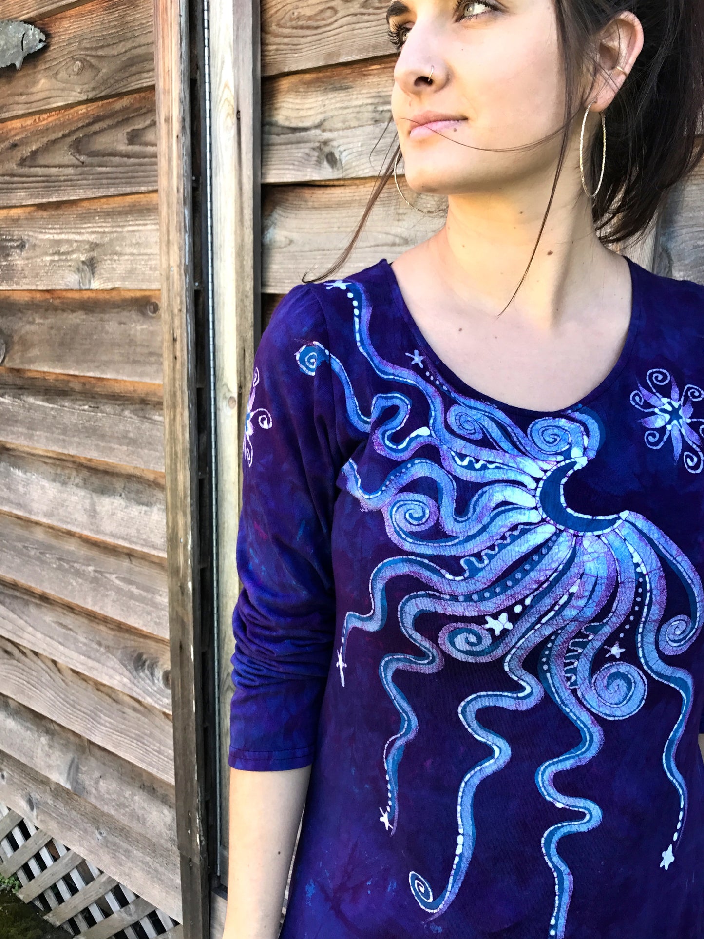 Blooming Iris Long Sleeve Batik Dress