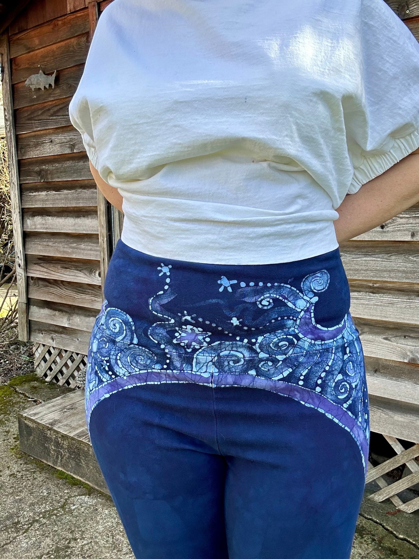 Midnight Rider Stars and Moon Stretchy Yoga Pants Size XL batikwalla