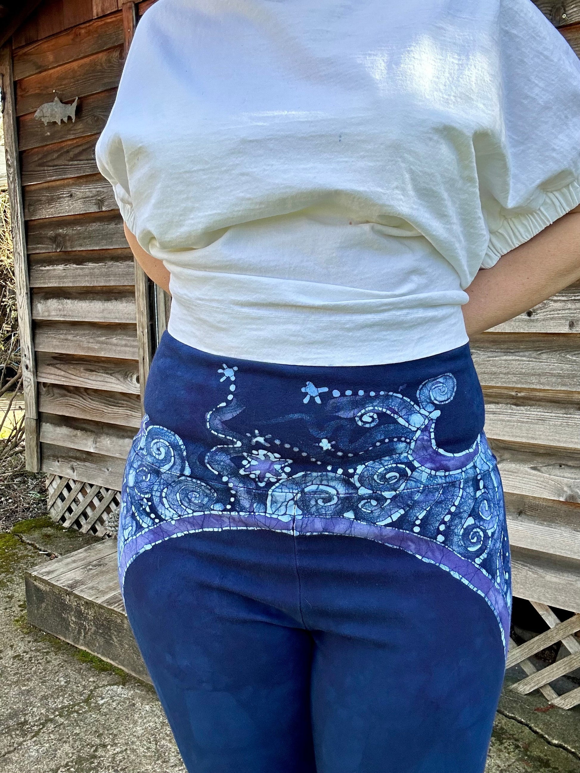 Midnight Rider Stars and Moon Stretchy Yoga Pants Size XL batikwalla