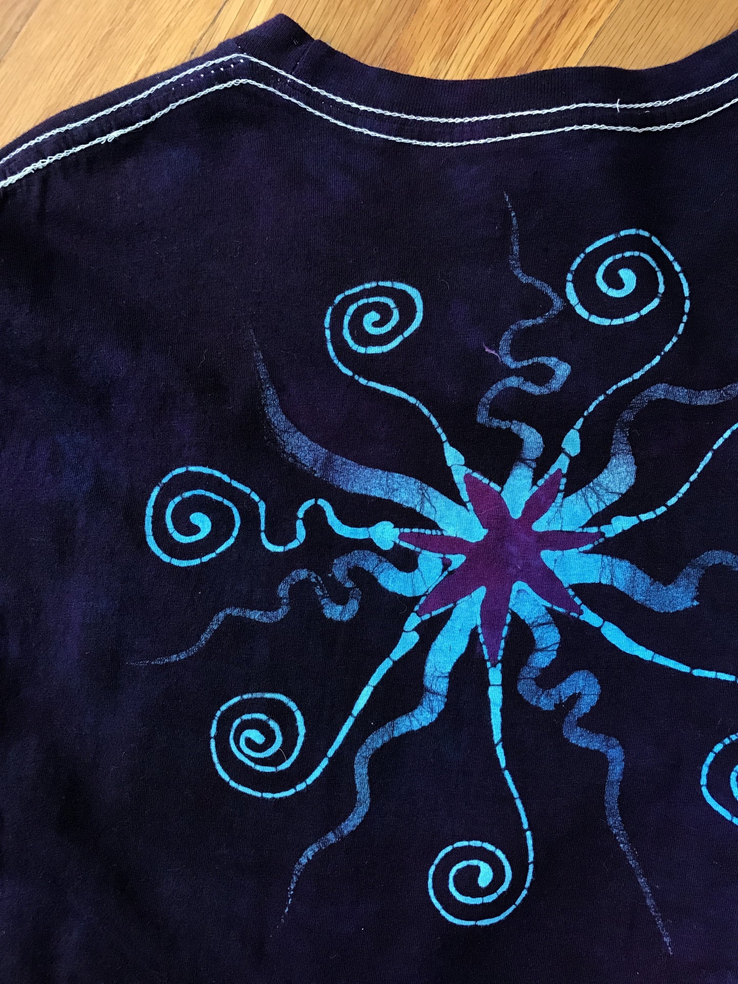 Deep Blue and Purple Nebula Handmade Batik Tshirt