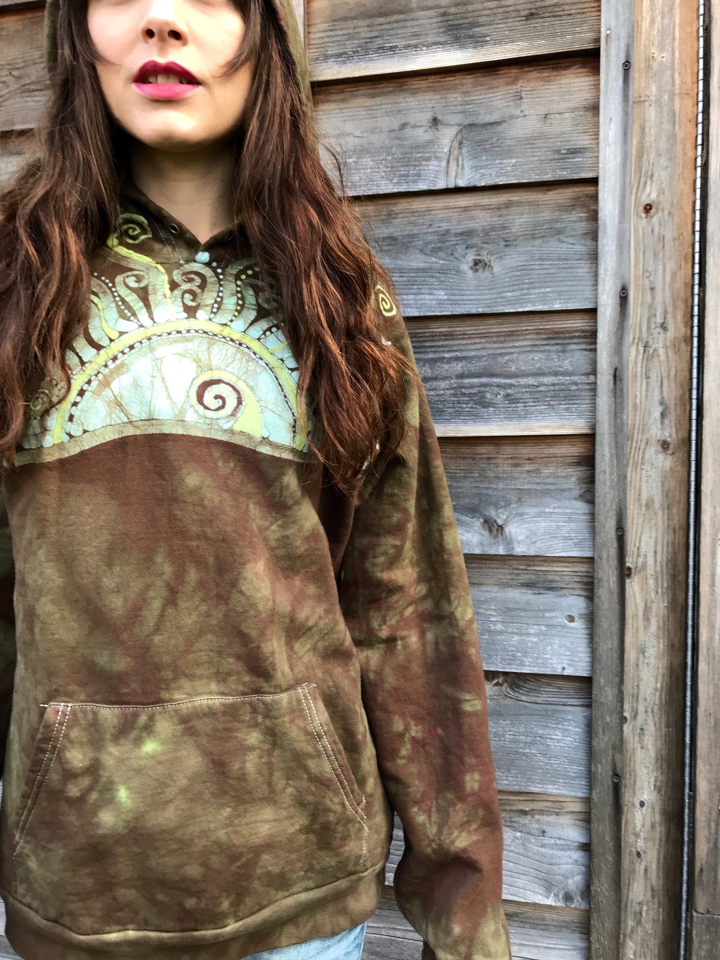 High Desert Sunset - Organic Cotton Batikwalla Hoodie - Size Large