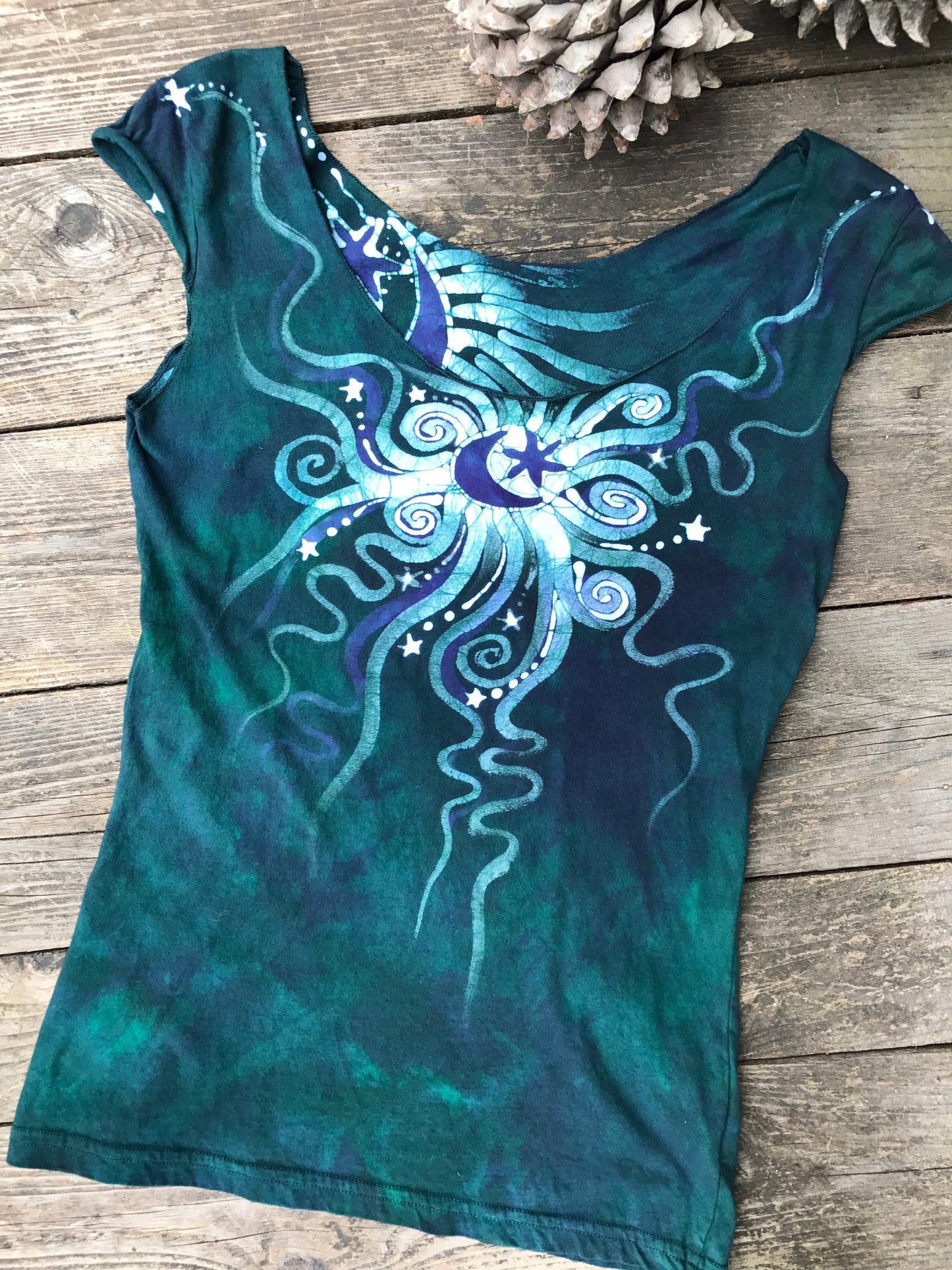 Aqua Moonbeams Batik Summer Top