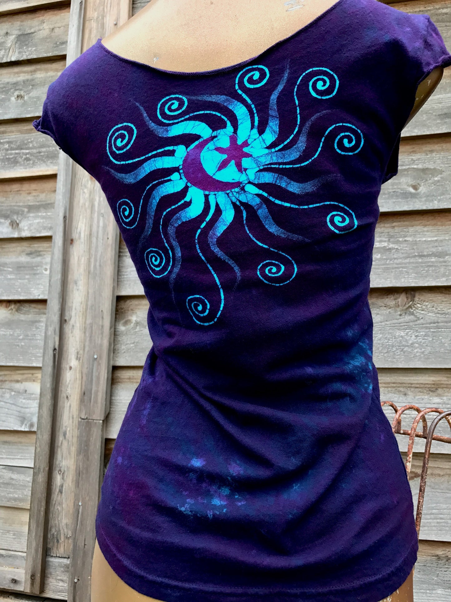 Midnight Blue Batik Summer Top - Size Small