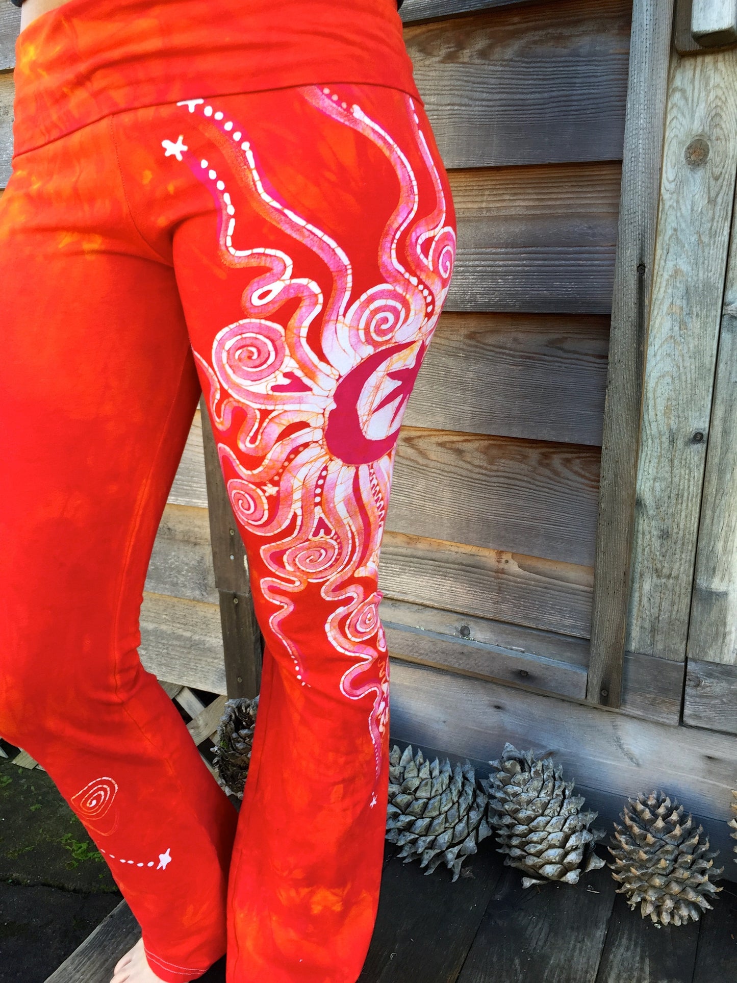 Brilliant Orange Batik Yoga Pants - Size Medium - Batikwalla
- 3