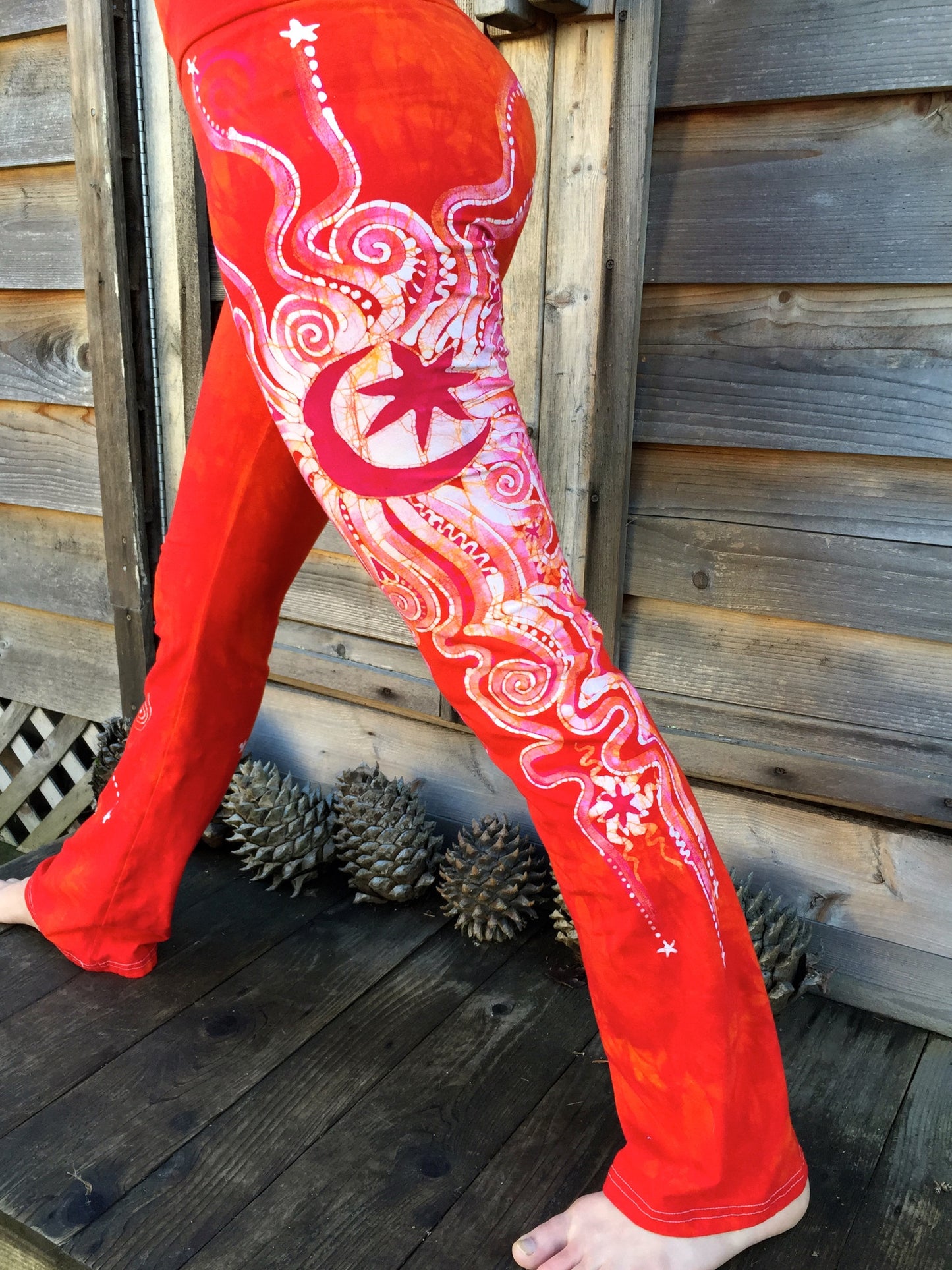Brilliant Orange Batik Yoga Pants - Size Medium - Batikwalla
- 4