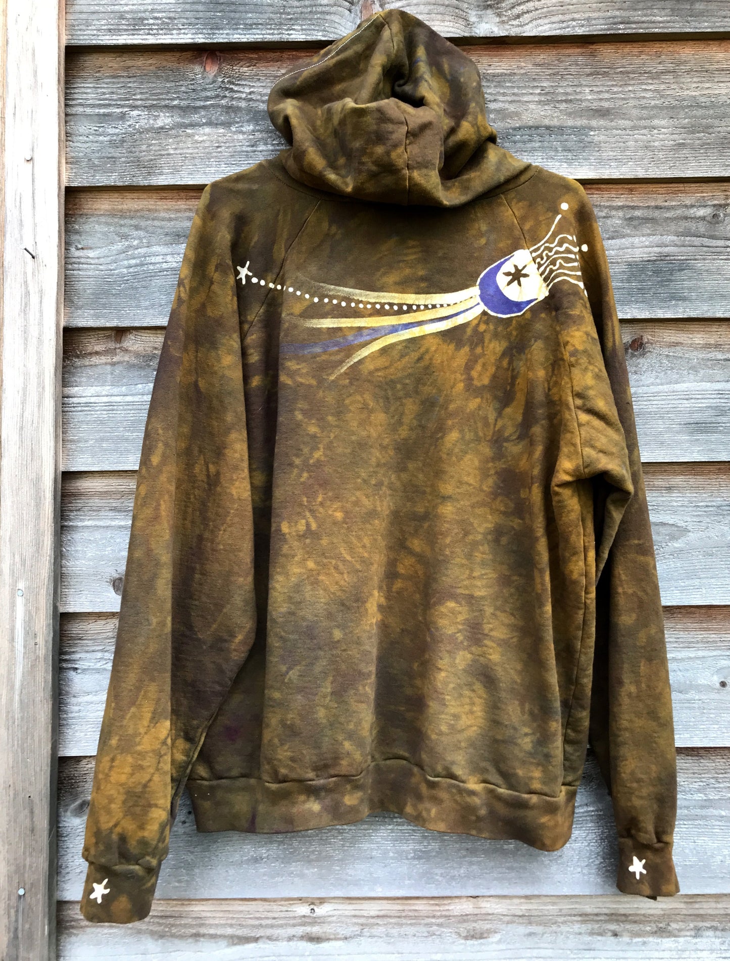 Dark Gold and Lavender Sunrise Organic Cotton Batikwalla Hoodie