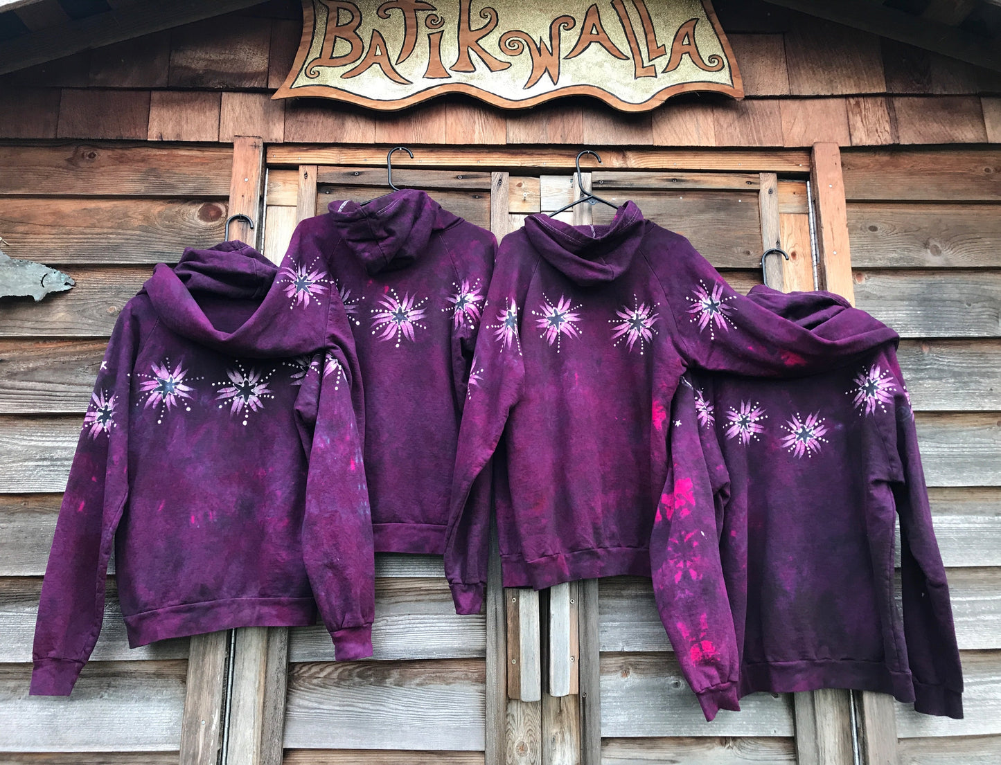 Maroon Moonlight Tranquility - Organic Cotton Batikwalla Hoodie