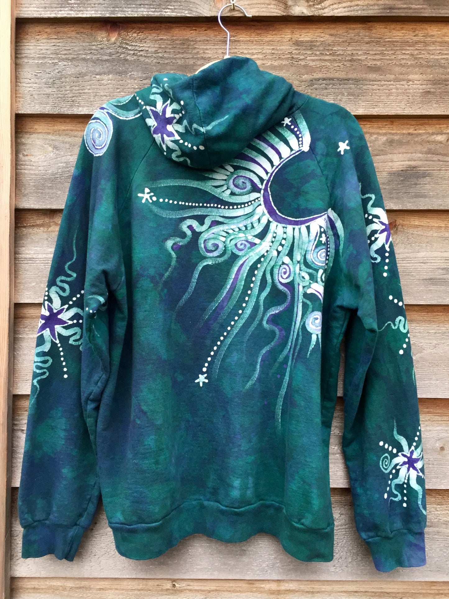 Teal & Purple Tree Reaching To The Moon Batik Hoodie - Batikwalla
- 6