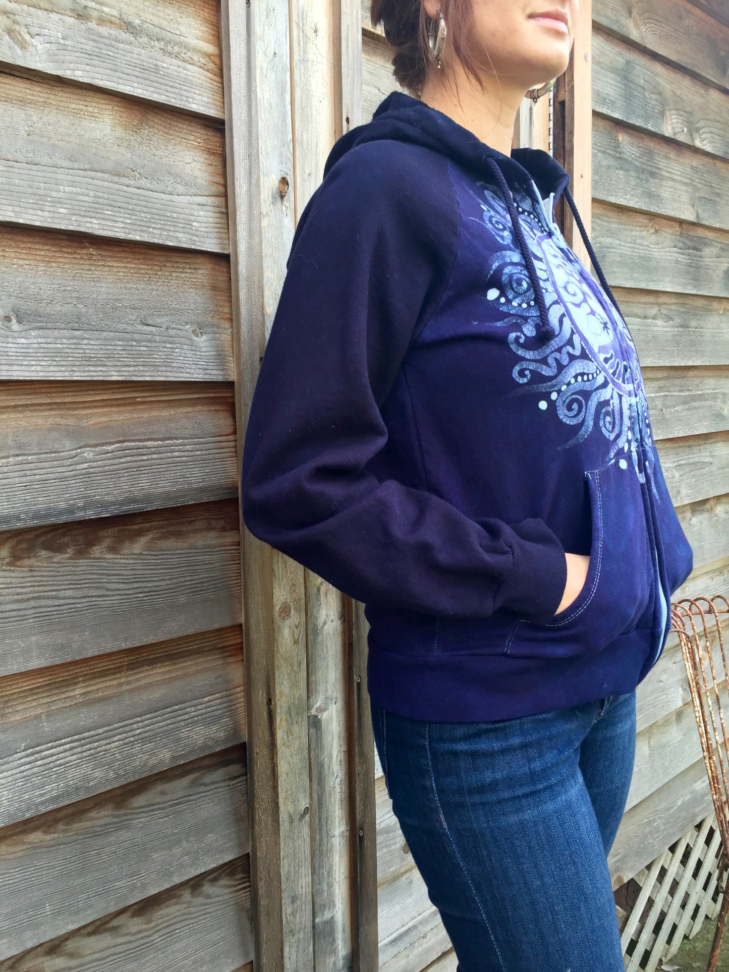 Midnight Mandala Tree of Life Handmade Batik Hoodie - Women's Medium - Batikwalla
- 2