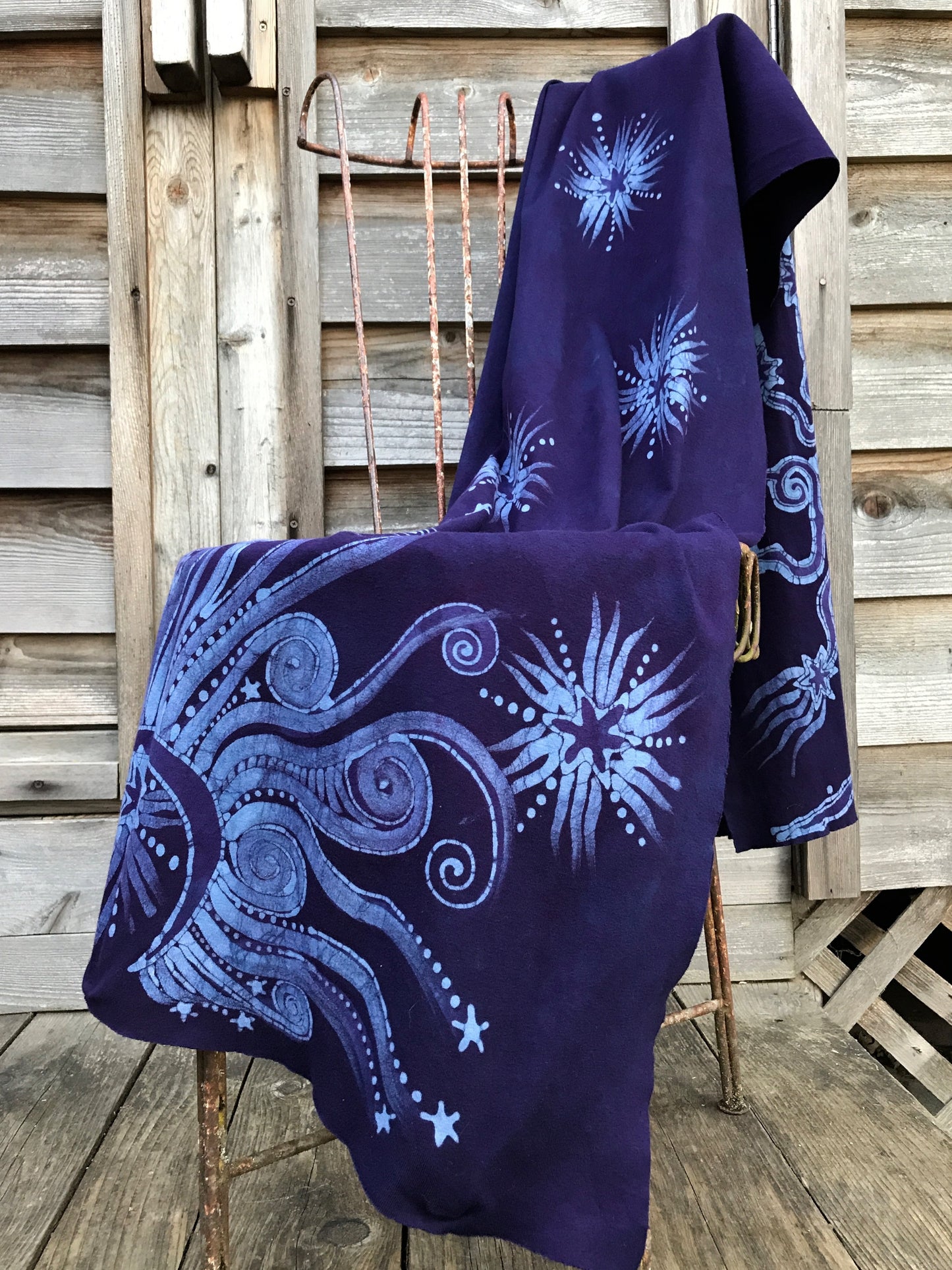 Midnight Tree Glowing By Moonlight Organic Cotton Batik Scarf