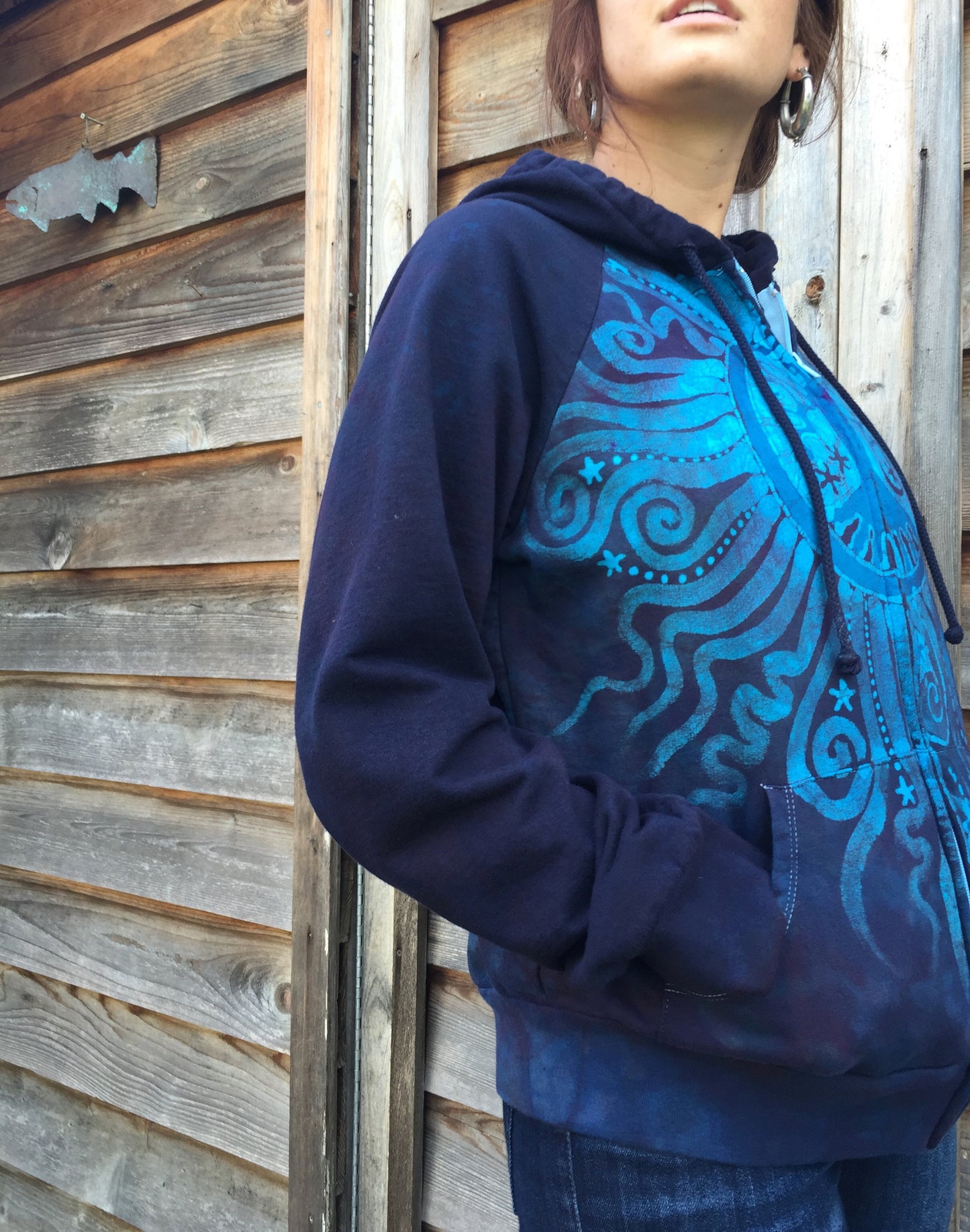 Blues Tree Mandala Handmade Batik Hoodie - Batikwalla
- 1