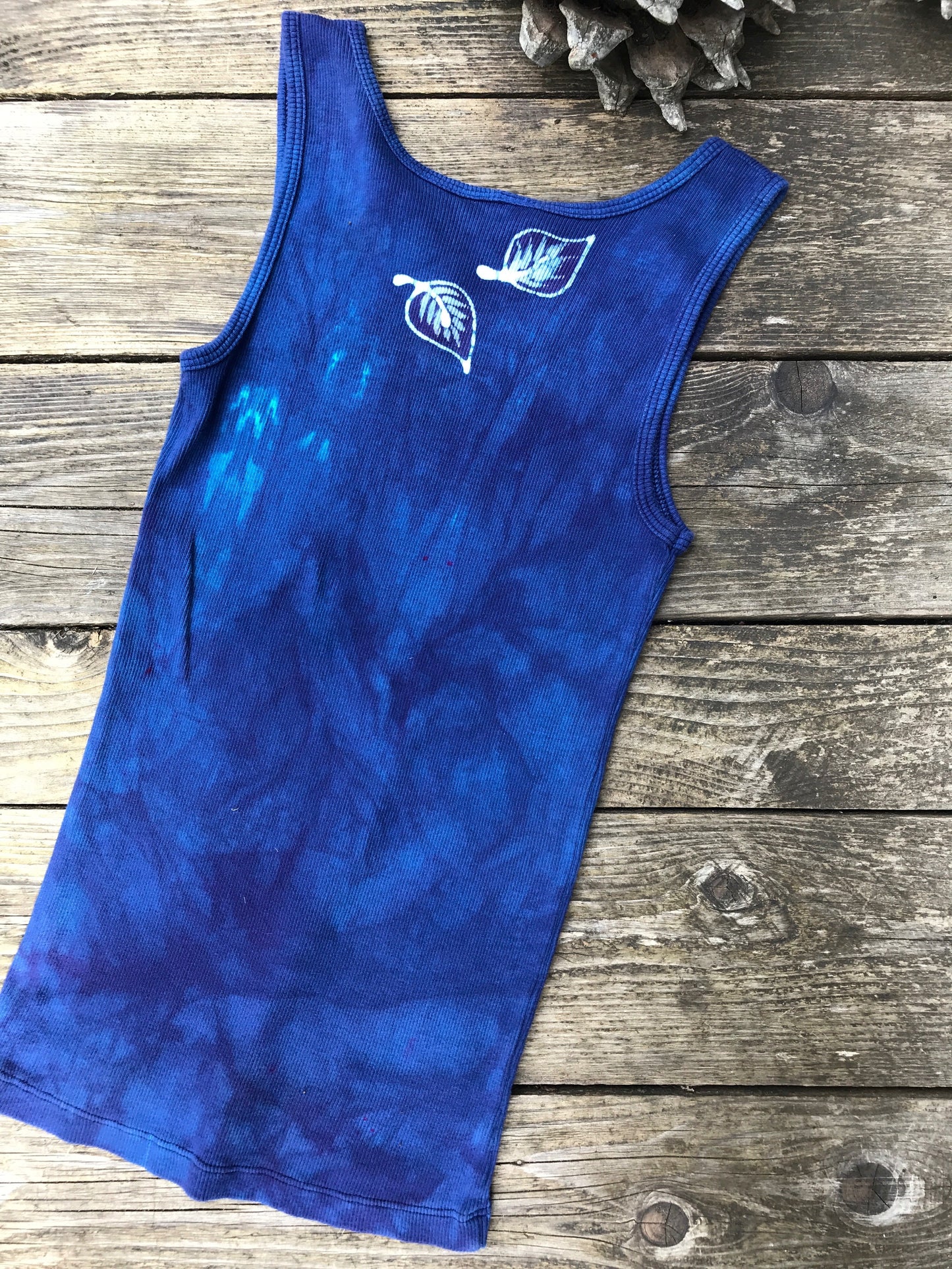 Blue Cosmos Flower Power Batik Tank Top - Size Small ONLY