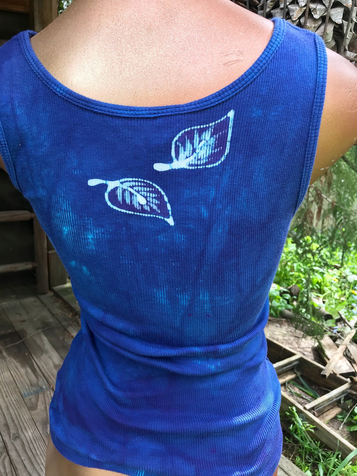 Blue Cosmos Flower Power Batik Tank Top - Size Small ONLY