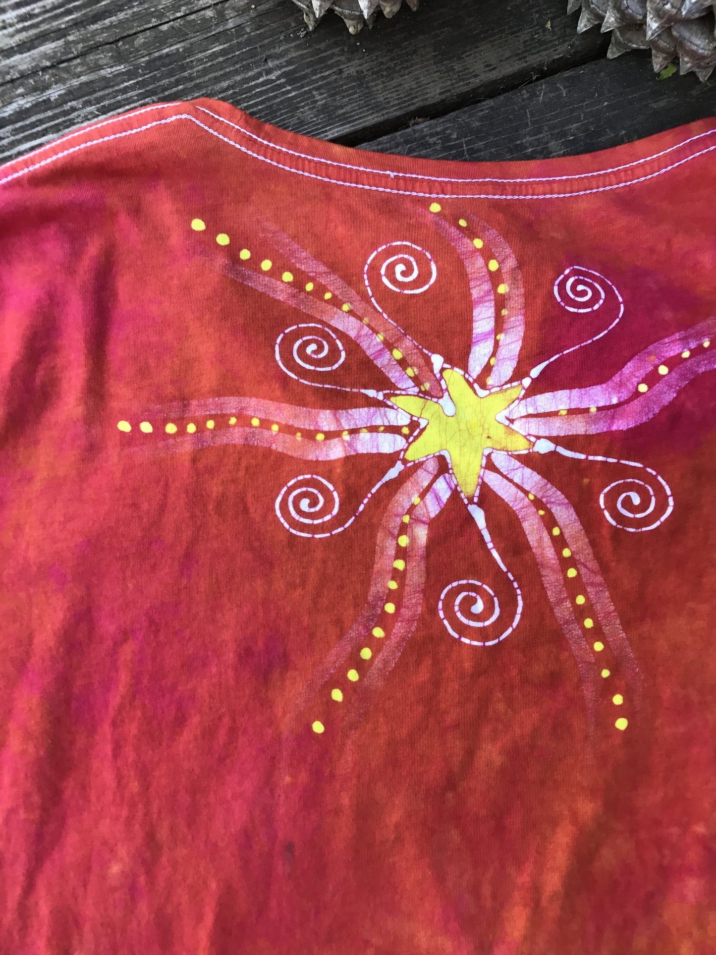 Tangerine Dream Handmade Batik Scoop Neck Tshirt
