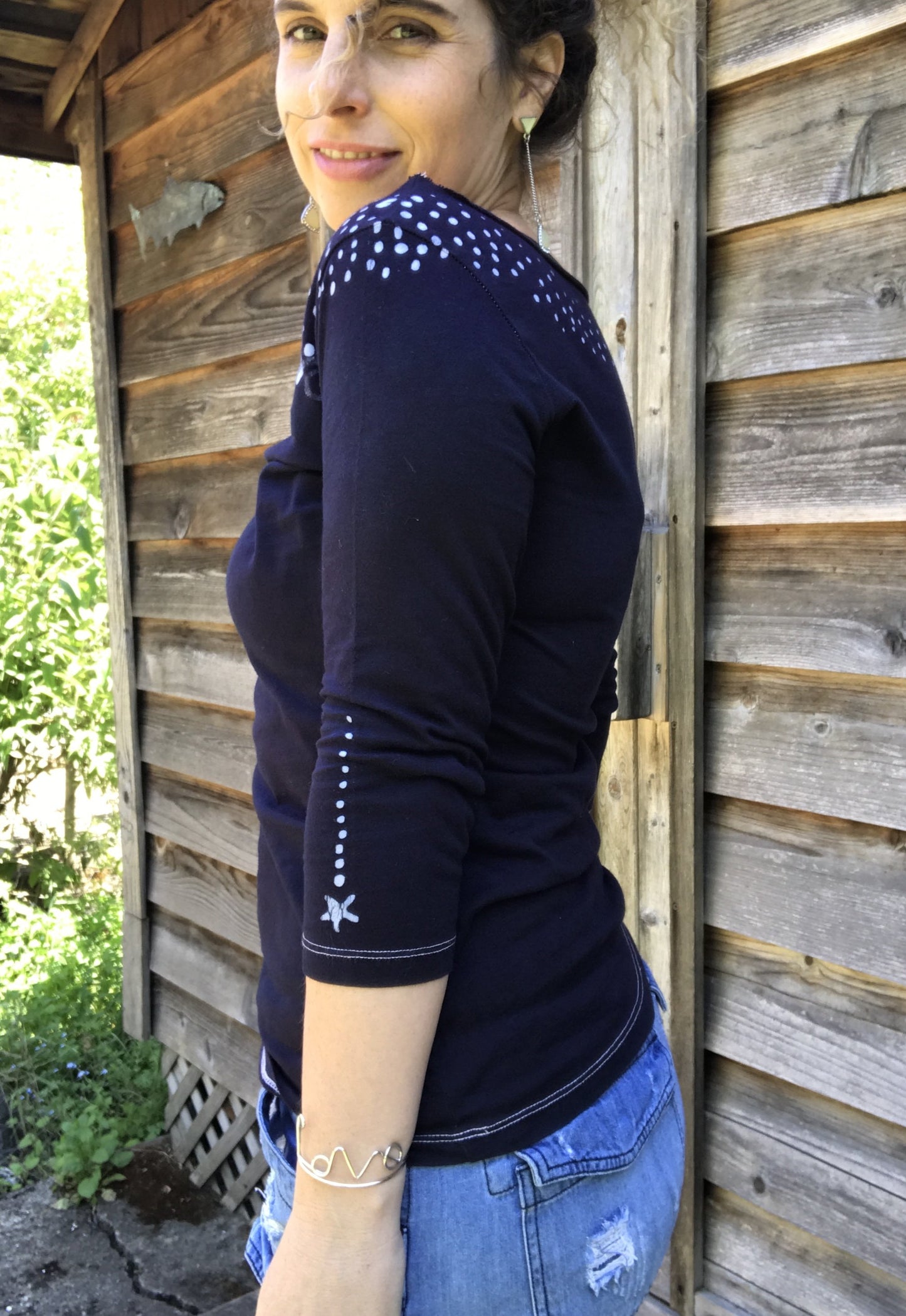 Starry Midnight Hand Painted Batik Top