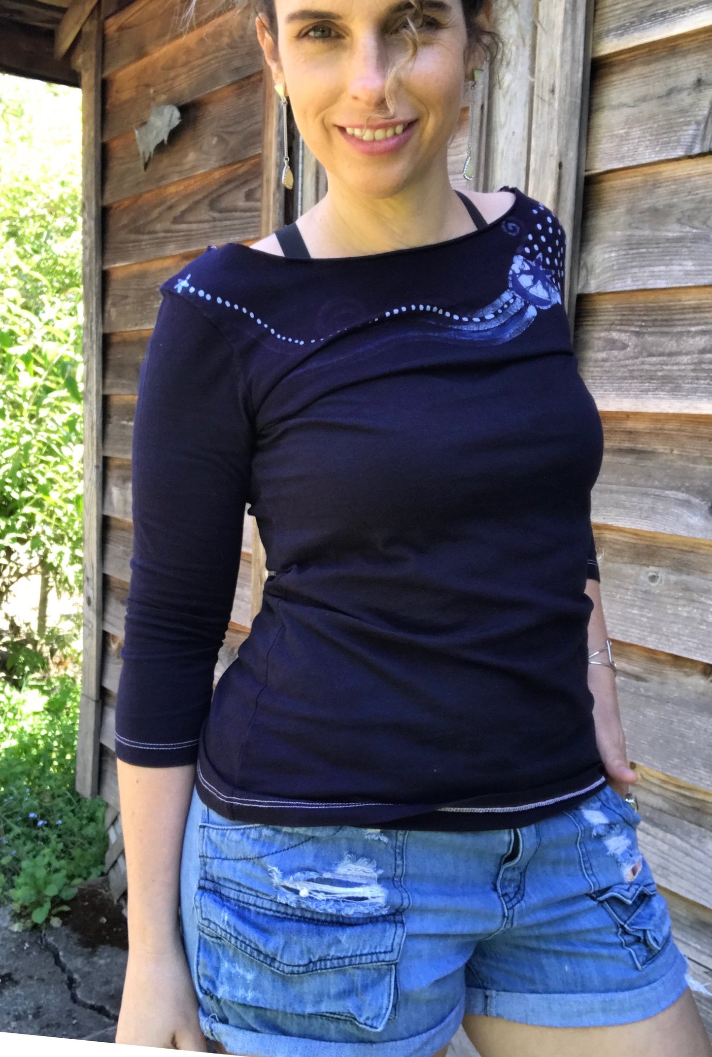 Starry Midnight Hand Painted Batik Top