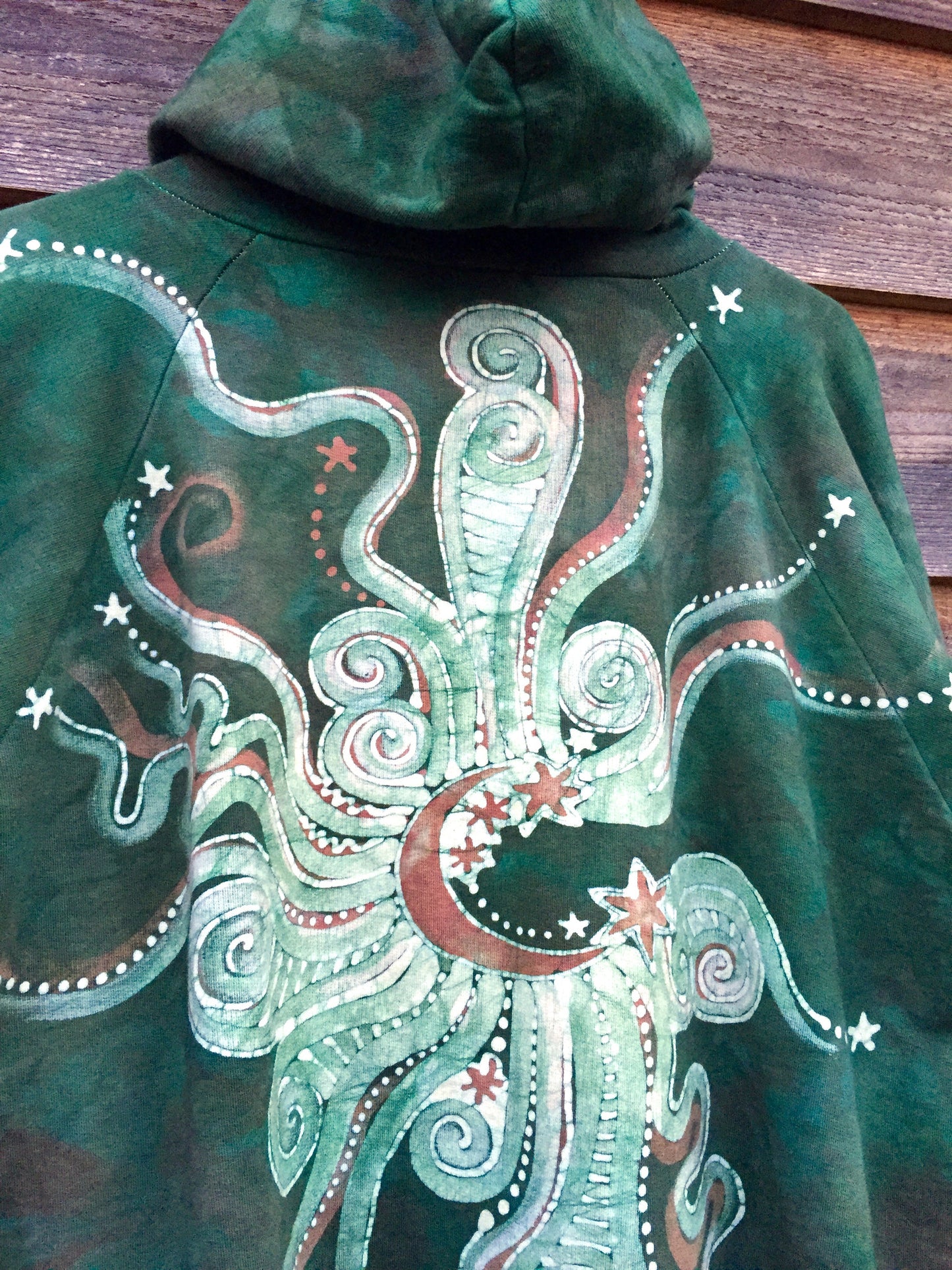Green Forest Tree of Life Handmade Batik Hoodie - Batikwalla
- 5