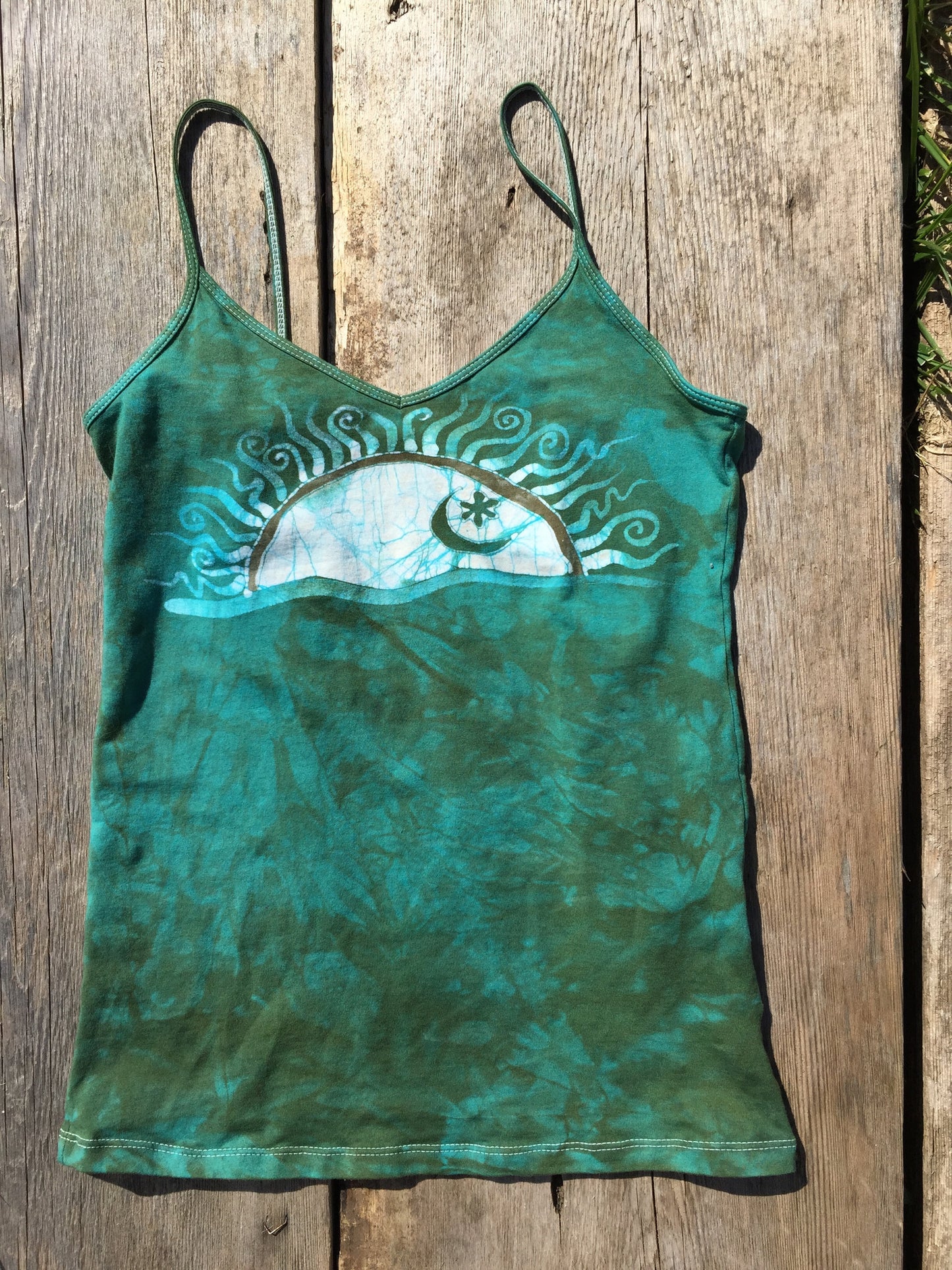 Aqua Sunset Batik Stretchy Vneck Tanktop - Batikwalla
- 3