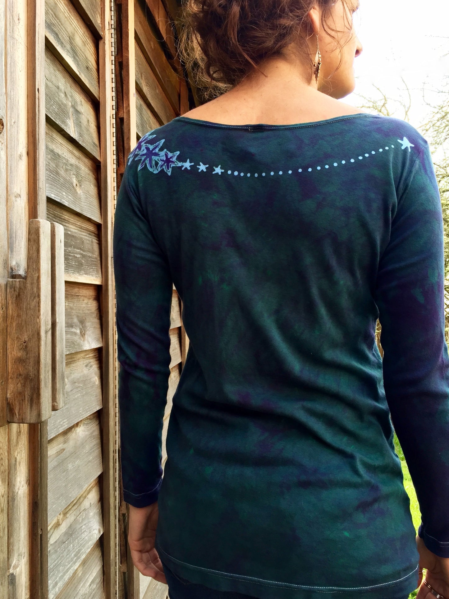 Stars Upon Your Shoulders in Deep Teal Long Sleeve Batik Top - Batikwalla
- 5