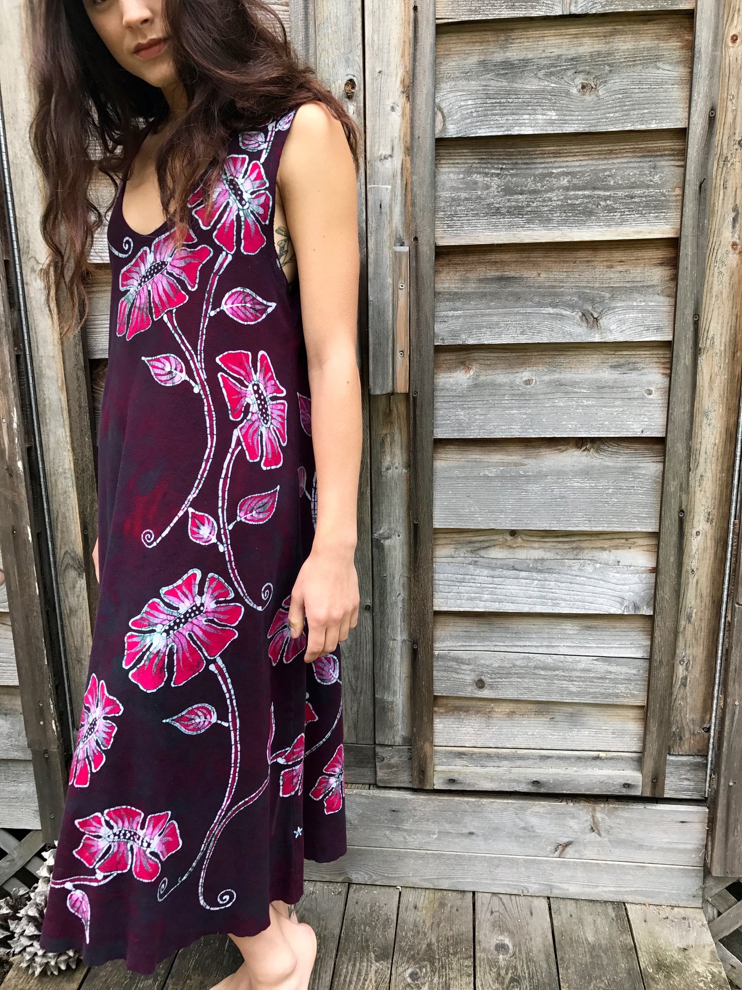 Flower Power in Tourmaline Temptation Batikwalla Dress in Organic Cotton - Size Large