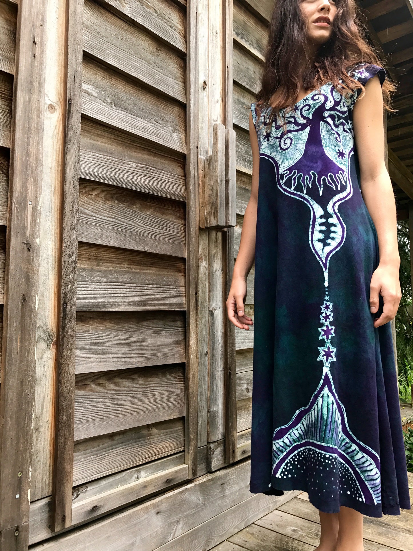 Mystic Mountain Moonrises Batikwalla Dress in Organic Cotton - Size Medium/Large