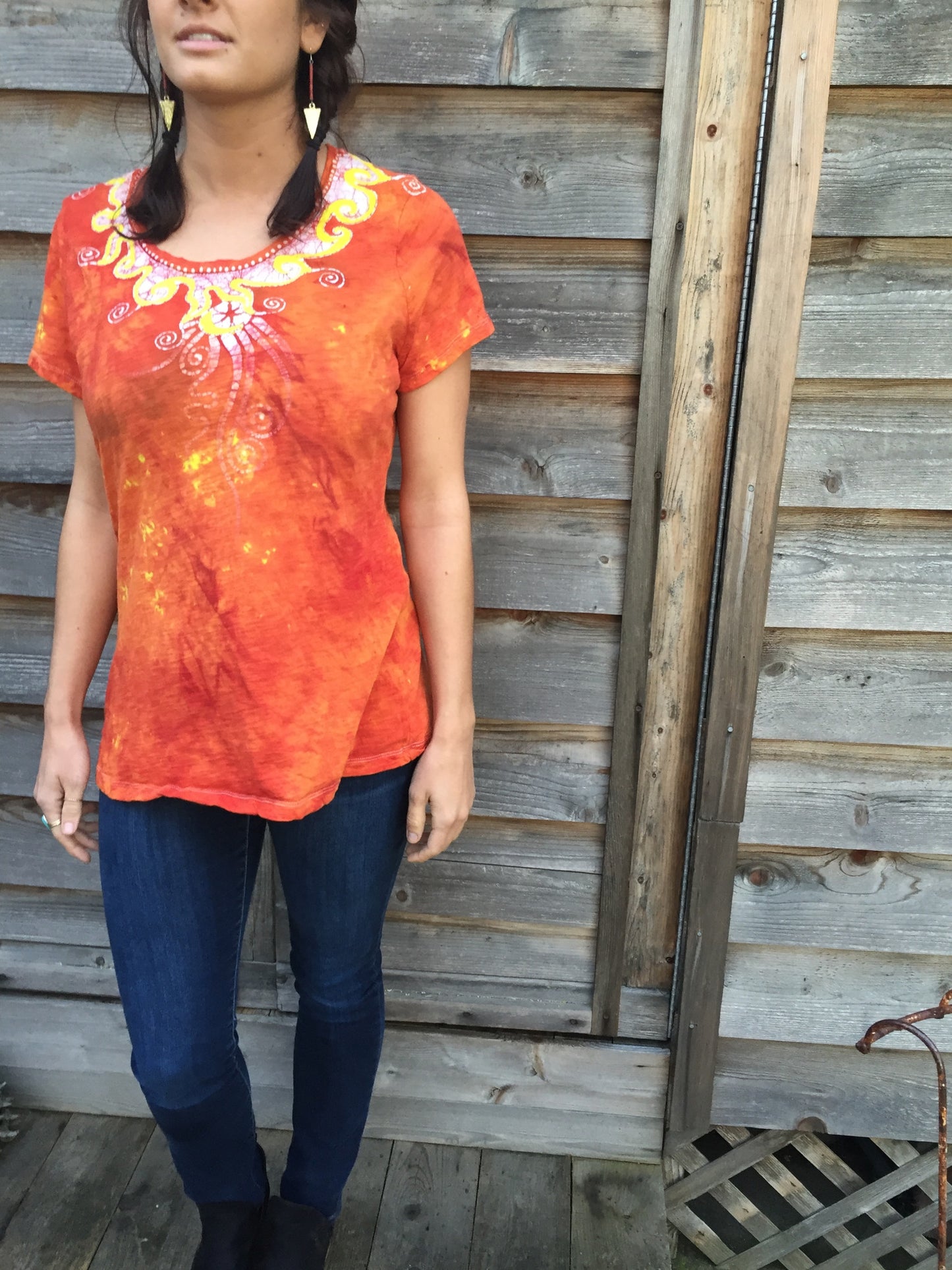 Campfire Sunrise Handmade Batik Necklace Tee - Batikwalla
- 3