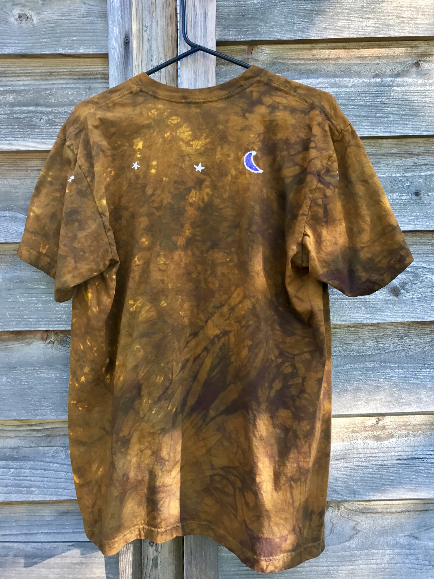 Sun Shiniest Gold and Purple Tree Handmade Batikwalla Tshirt - Size XL