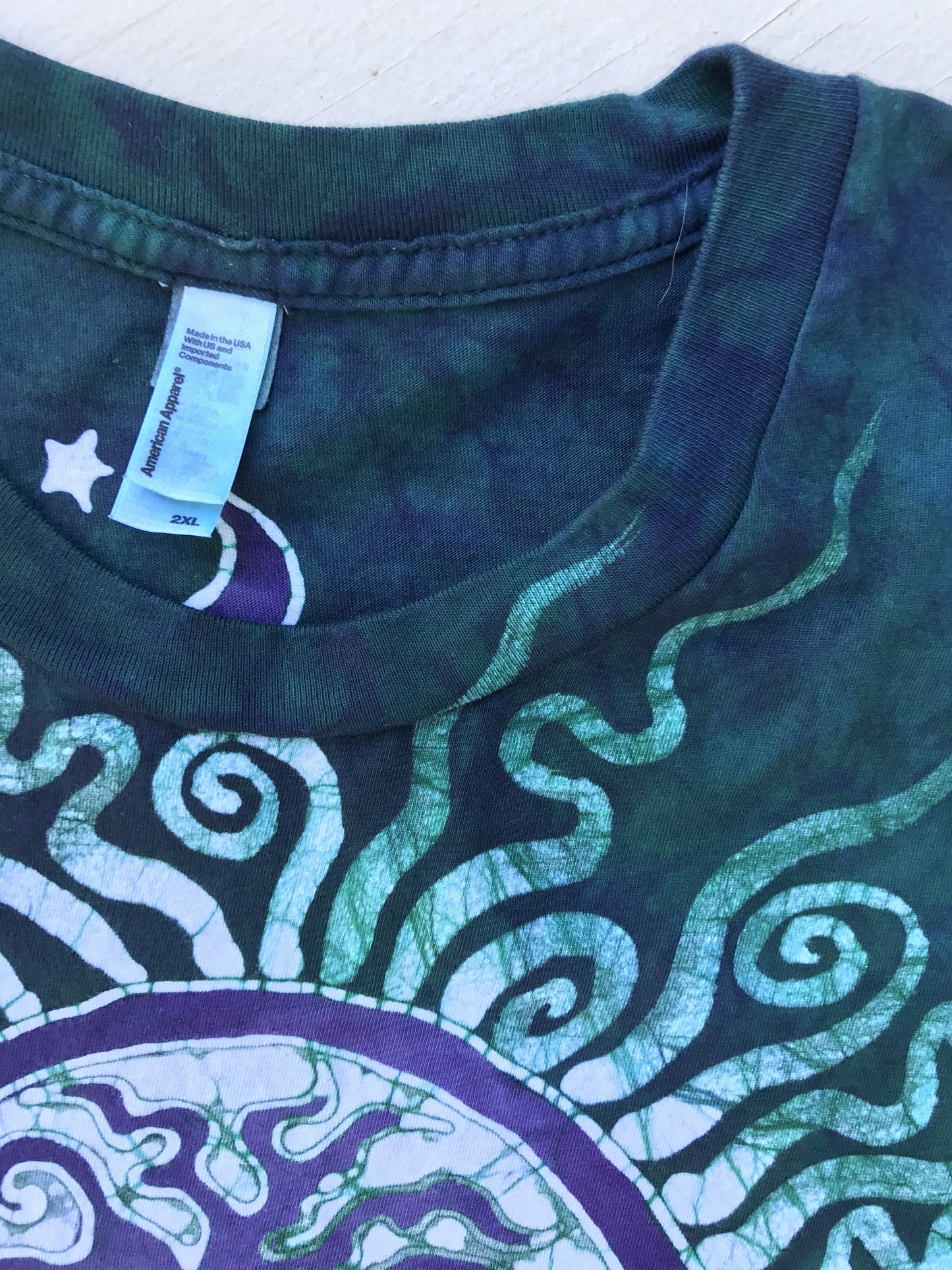 Teal and Purple Tree Handmade Batikwalla Tshirt - Size 2X