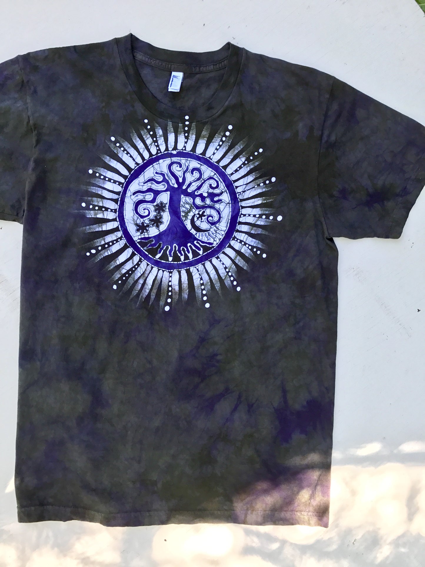Purple And Sage Tree Handmade Batikwalla Tshirt - Size Large