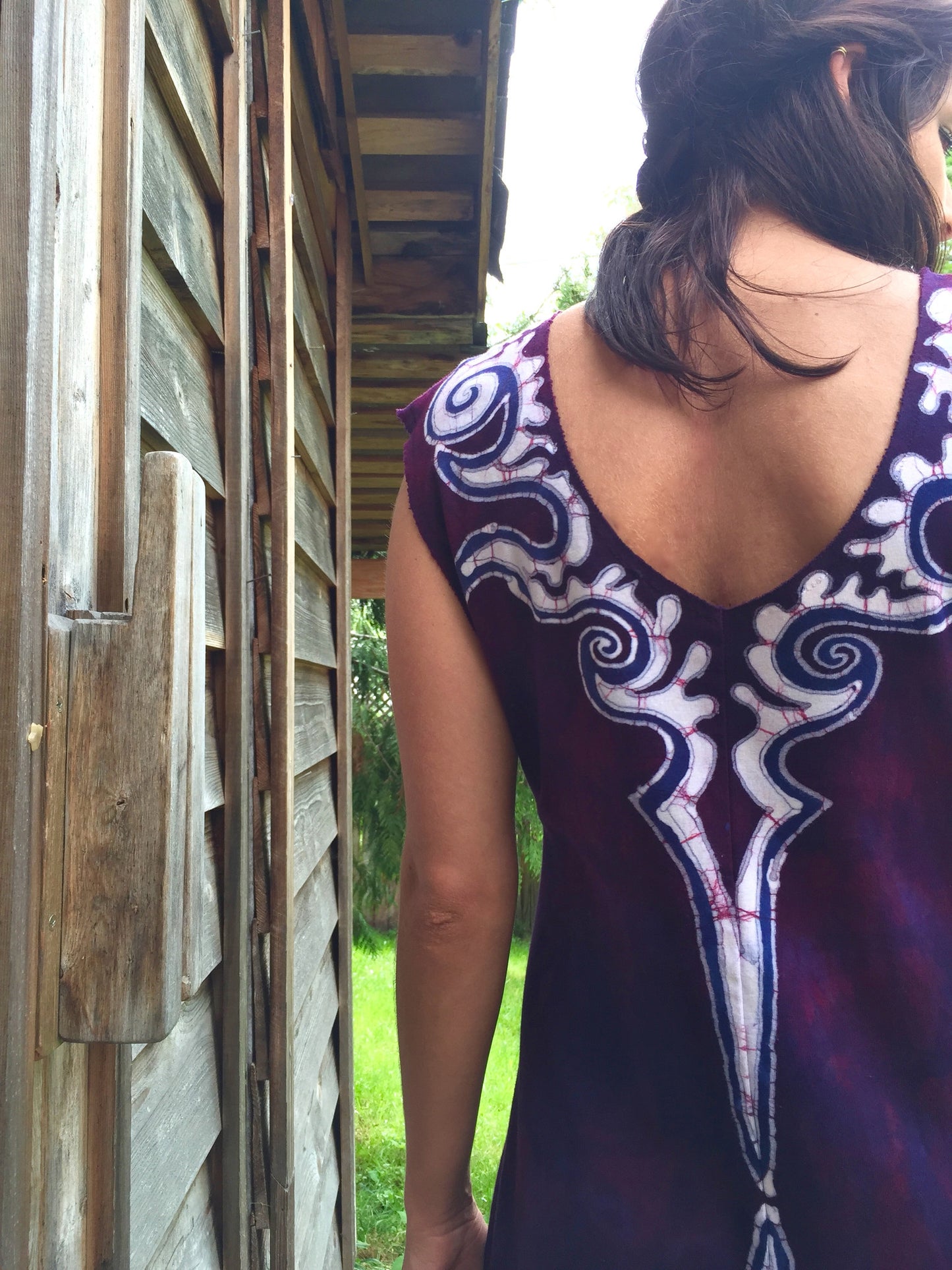 Octopus Tattoo in Deep Maroon Organic Cotton Batik Dress - Batikwalla
- 5
