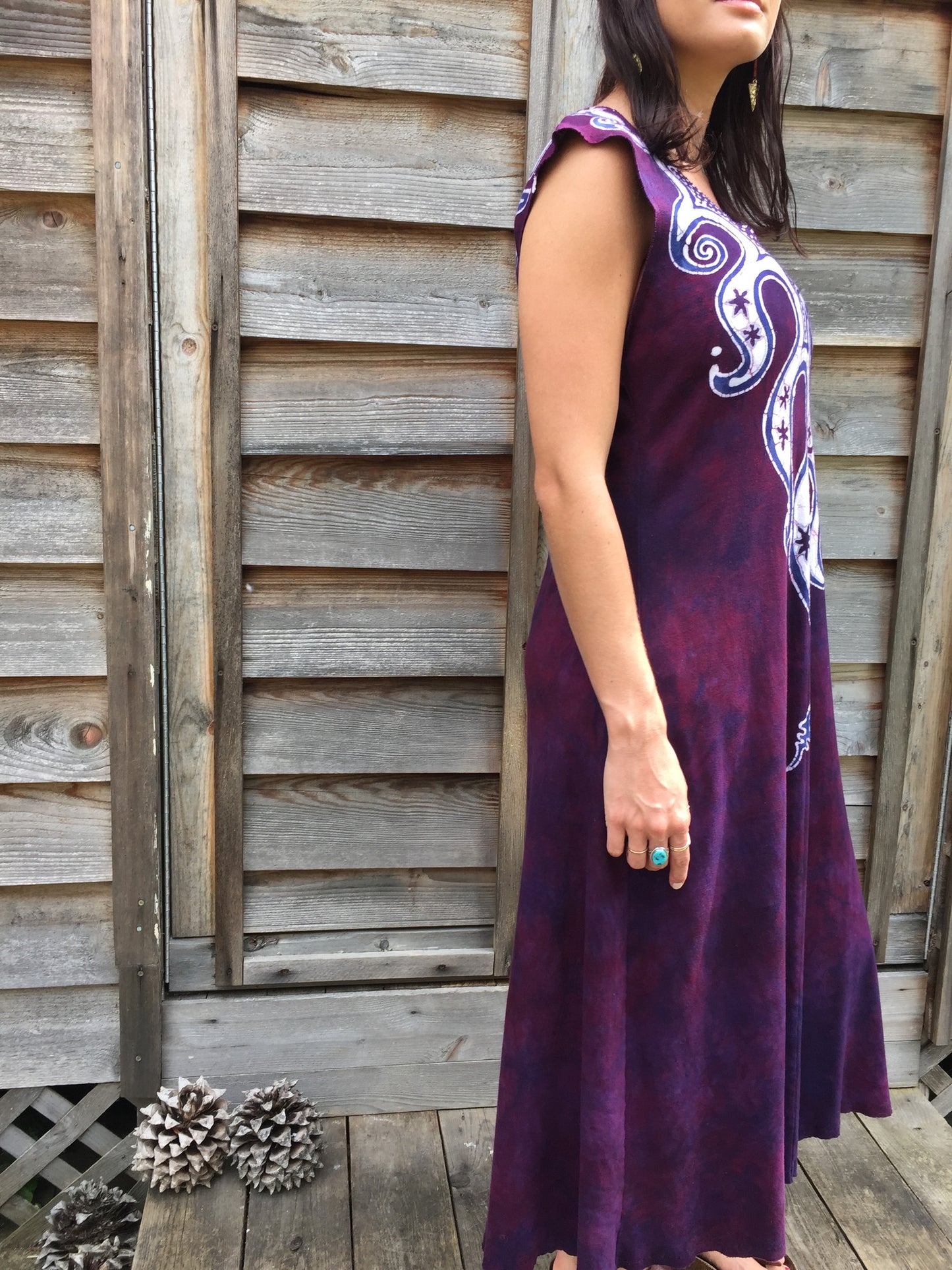 Octopus Tattoo in Deep Maroon Organic Cotton Batik Dress - Batikwalla
- 6