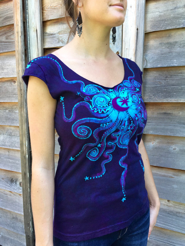 Deep Blue and Purple Moon Batik Summer Tee - Batikwalla
- 2