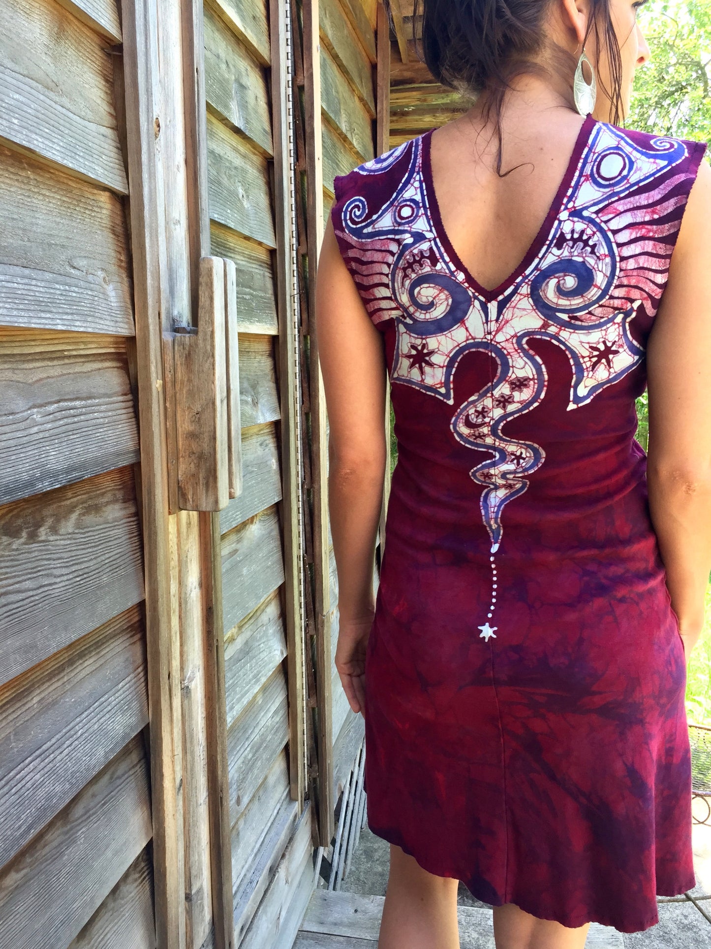 Angel Wings in Red & Purple Organic Cotton Batik Dress - Size Small - Batikwalla
- 4
