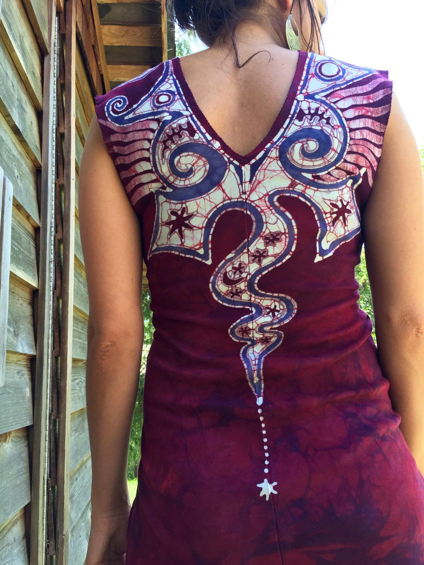 Angel Wings in Red & Purple Organic Cotton Batik Dress - Size Small - Batikwalla
- 5