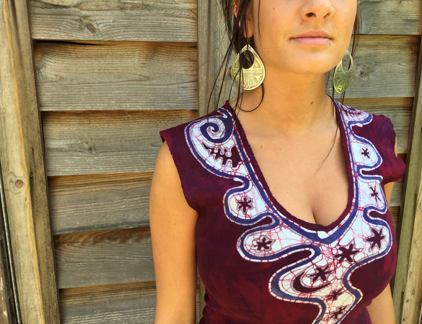 Angel Wings in Red & Purple Organic Cotton Batik Dress - Size Small - Batikwalla
- 7