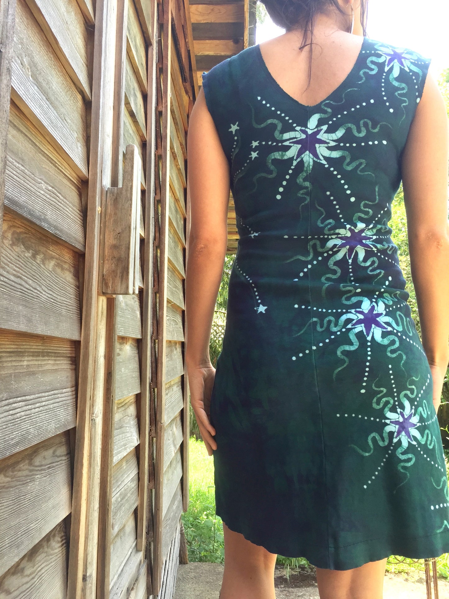 Teal and Purple Moonbeams Organic Cotton Batik Dress - Batikwalla
- 5