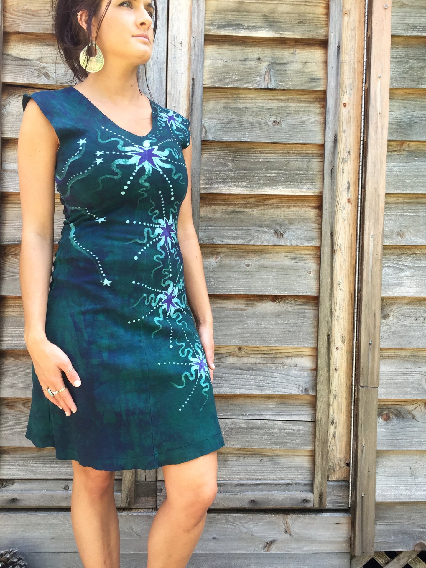 Teal and Purple Moonbeams Organic Cotton Batik Dress - Batikwalla
- 6