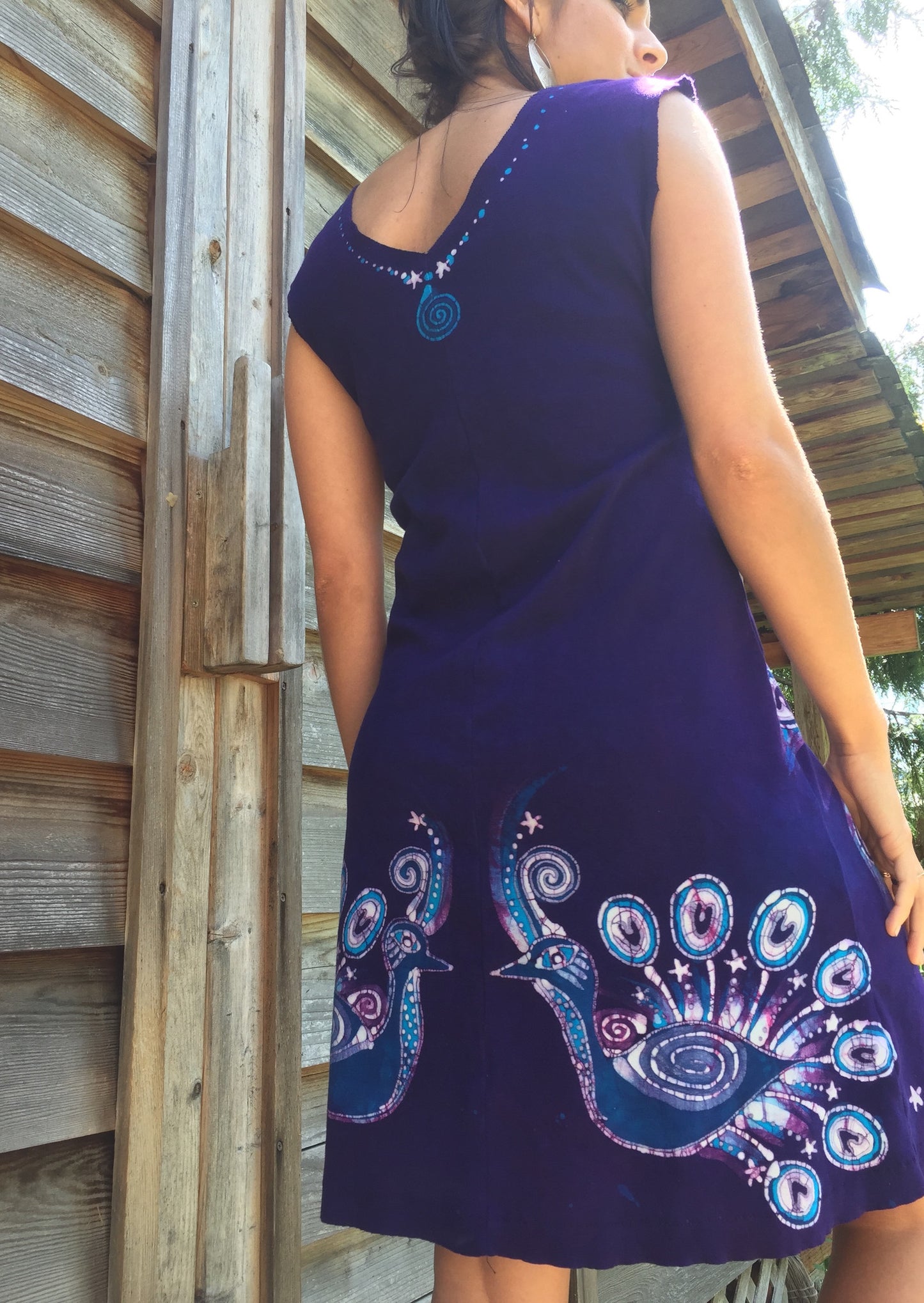 Purple Peacock Lovers Organic Cotton Batik Dress - Size M - Batikwalla
- 6