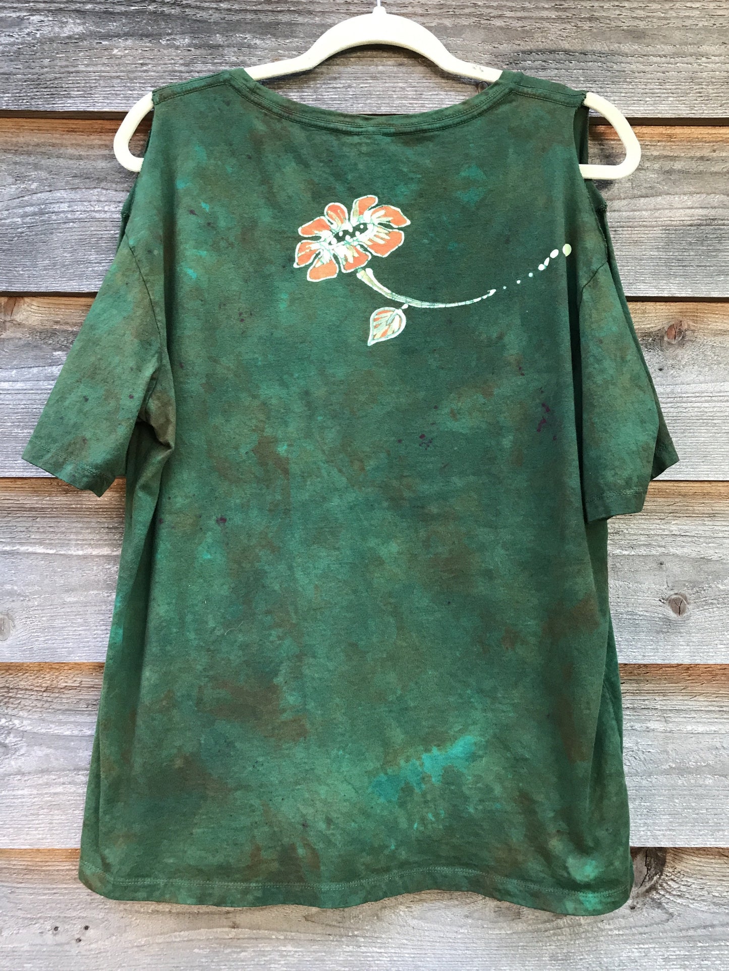 Flower Power In The Garden Handmade Batik Summer Shoulders Tshirt