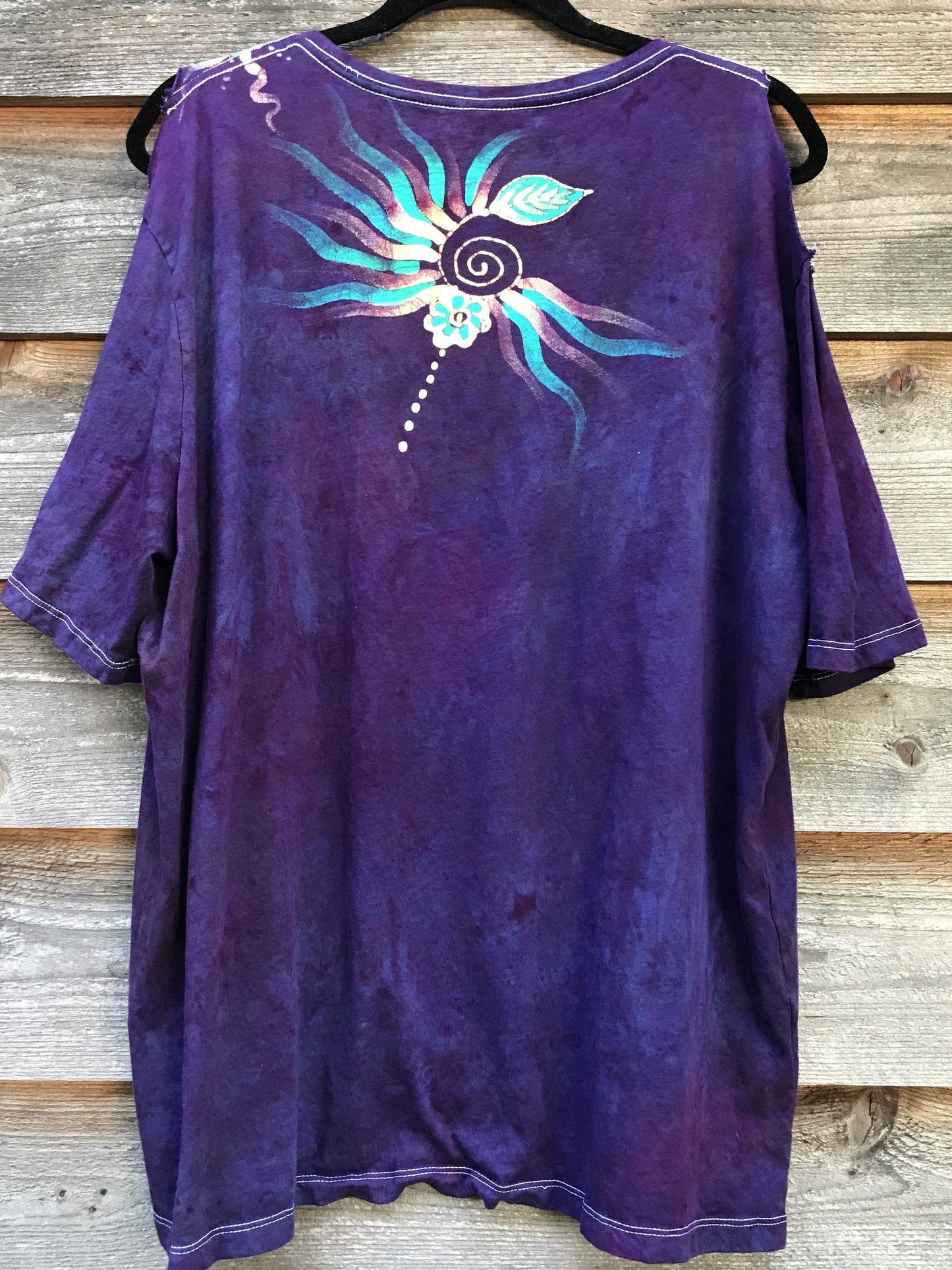 Bouquet of Moonbeams Handmade Batik Summer Shoulders Tshirt - Size XL