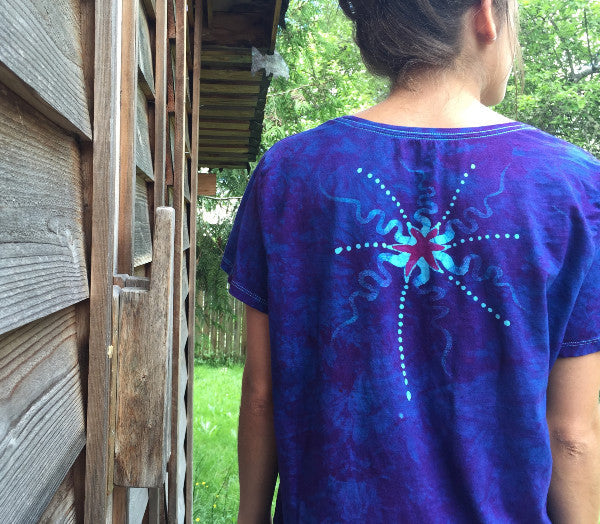 Blue Center Star Handmade Batik Plus Size Tee - Size 1X - Batikwalla
- 3
