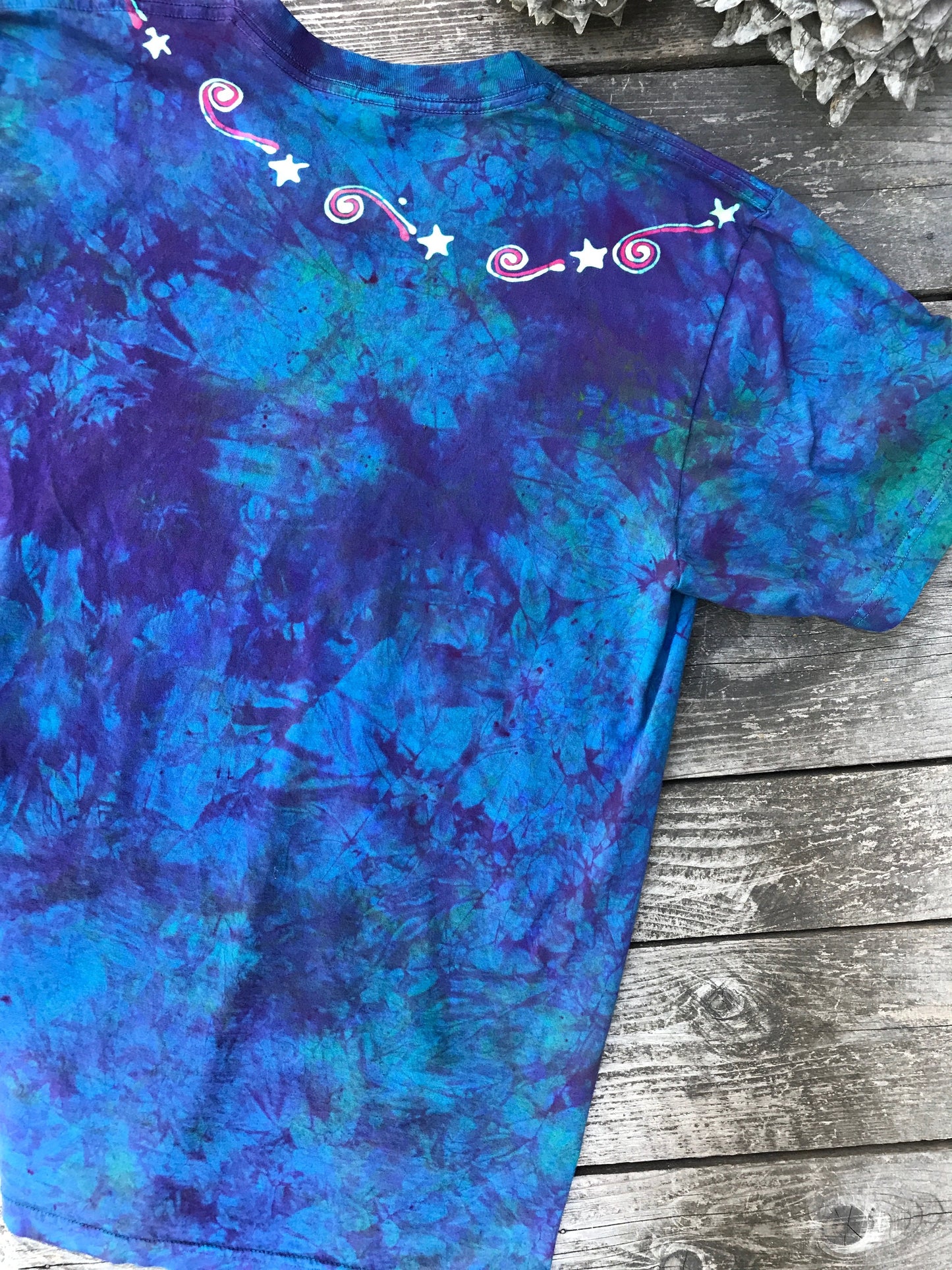 Sunrise Blue Nebula Handmade Batik Tshirt - Size Large